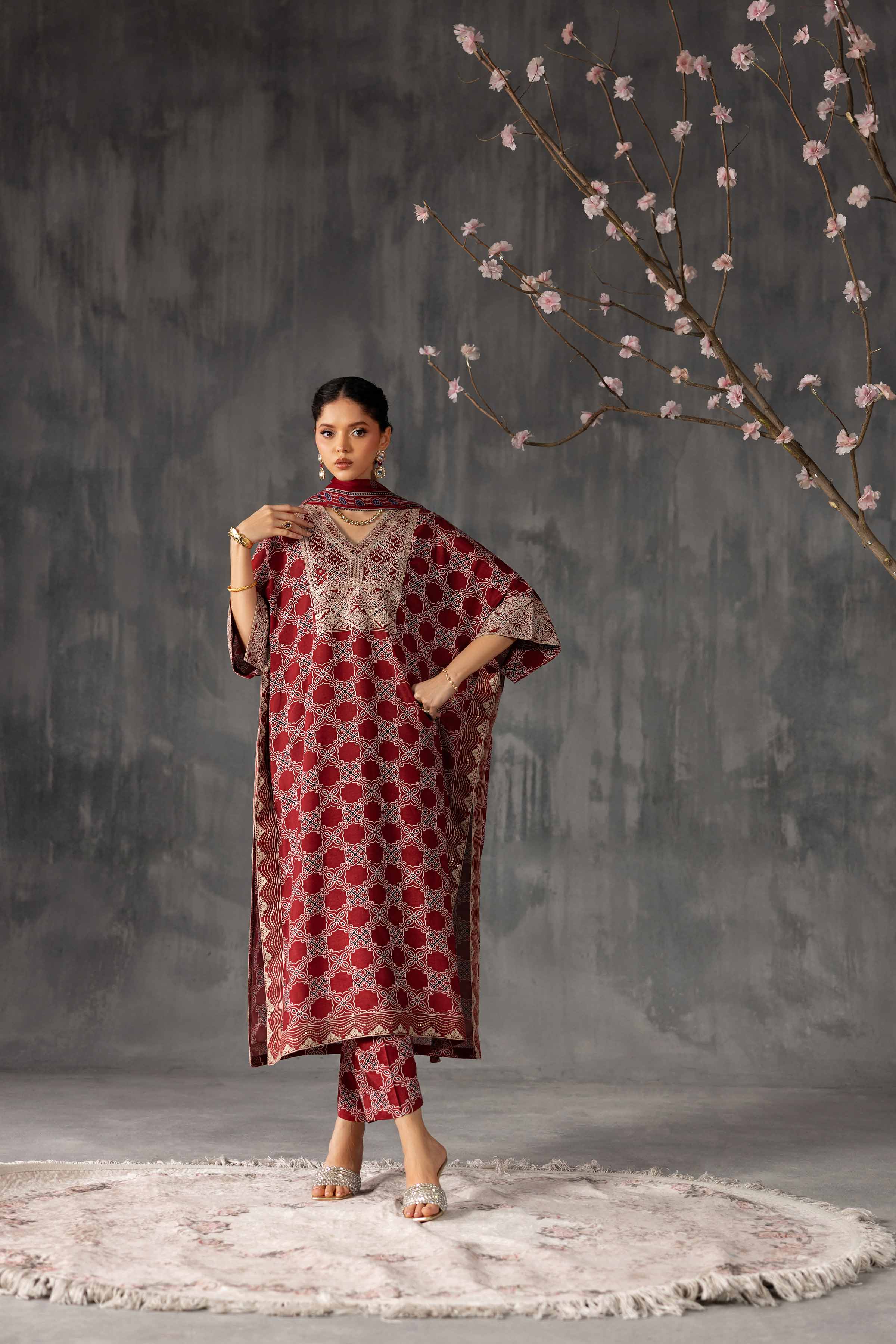 3 Piece - Printed Embroidered Suit - KFE26-108