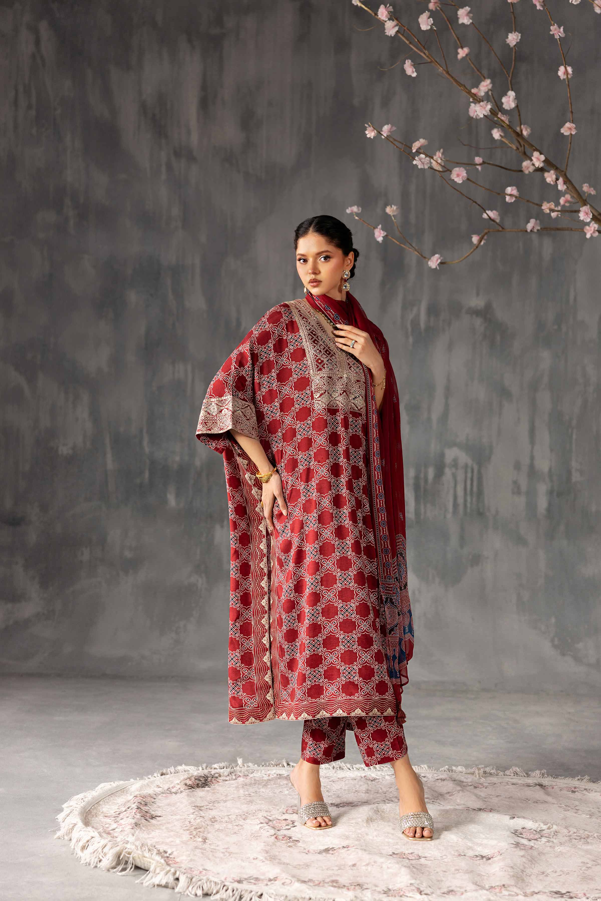 3 Piece - Printed Embroidered Suit - KFE26-108