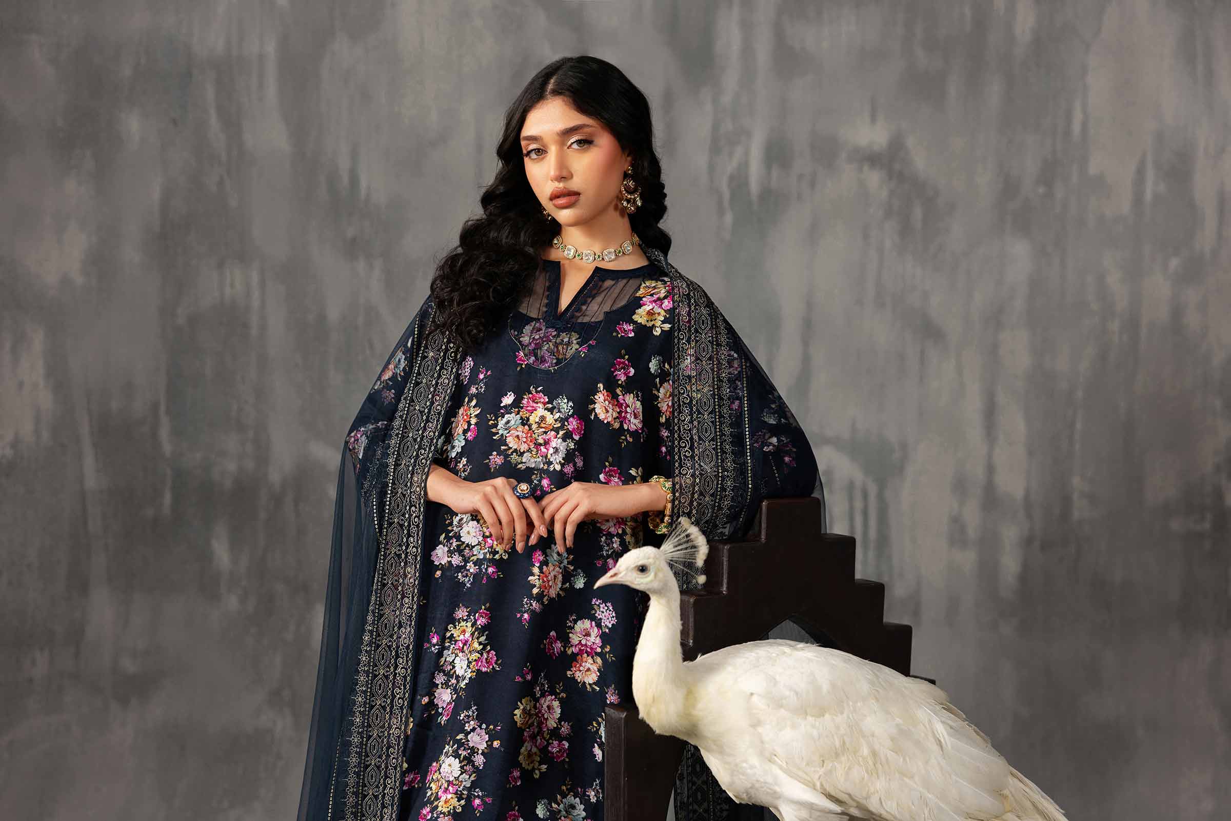 3 Piece - Printed Embroidered Suit - KFE26-118