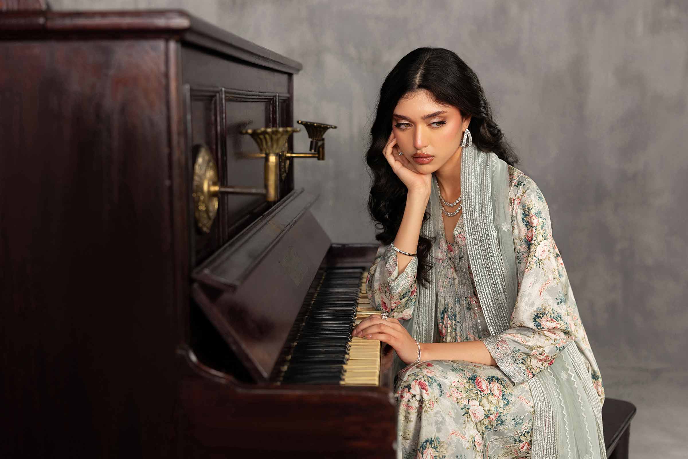 3 Piece - Printed Embroidered Suit - KFE26-130