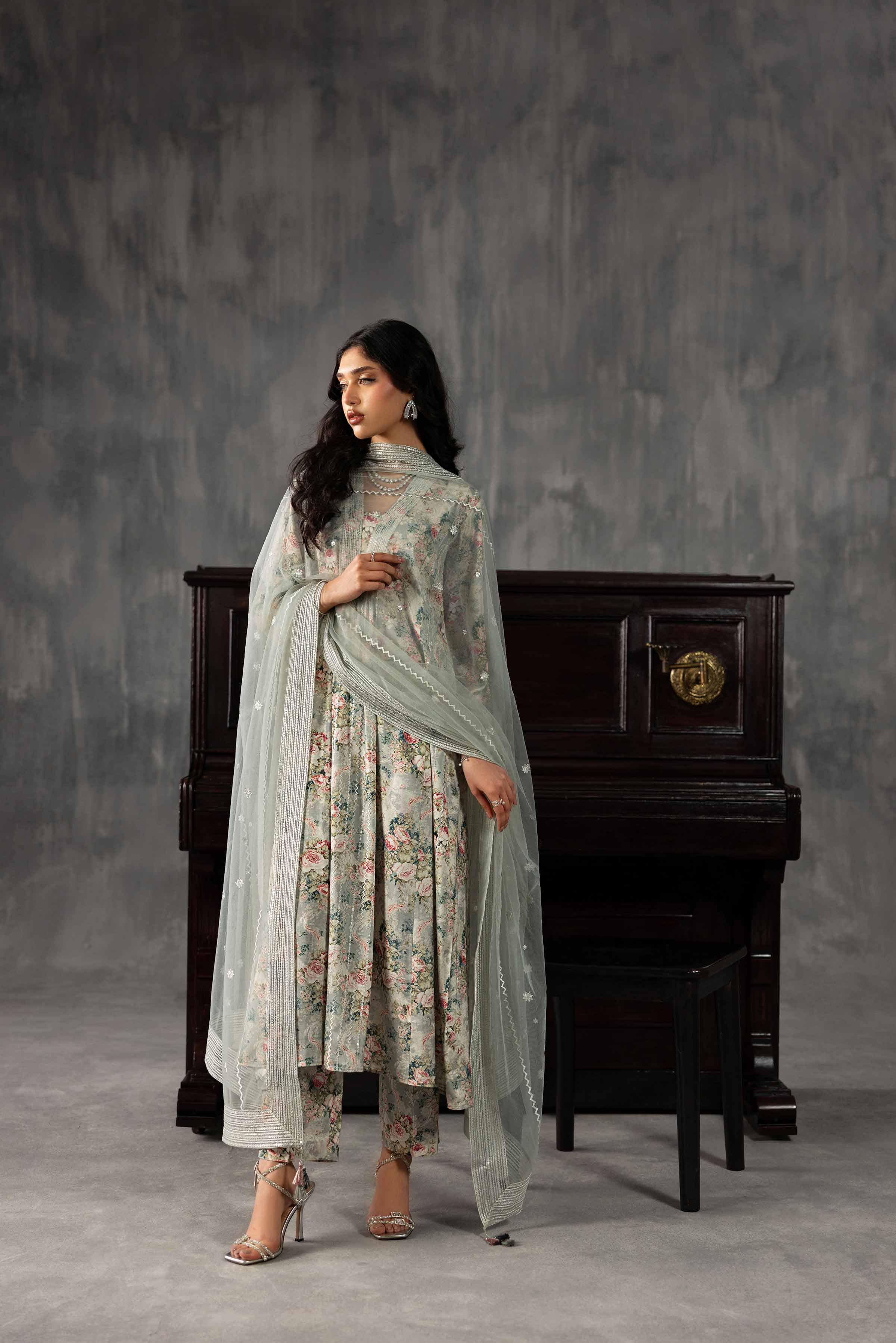 3 Piece - Printed Embroidered Suit - KFE26-130