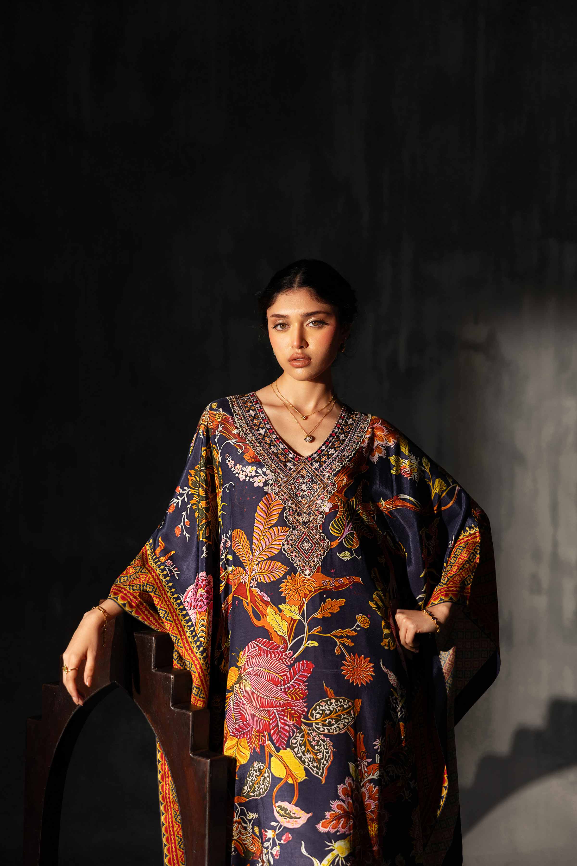 Printed Embroidered Kaftan - KFE26-134