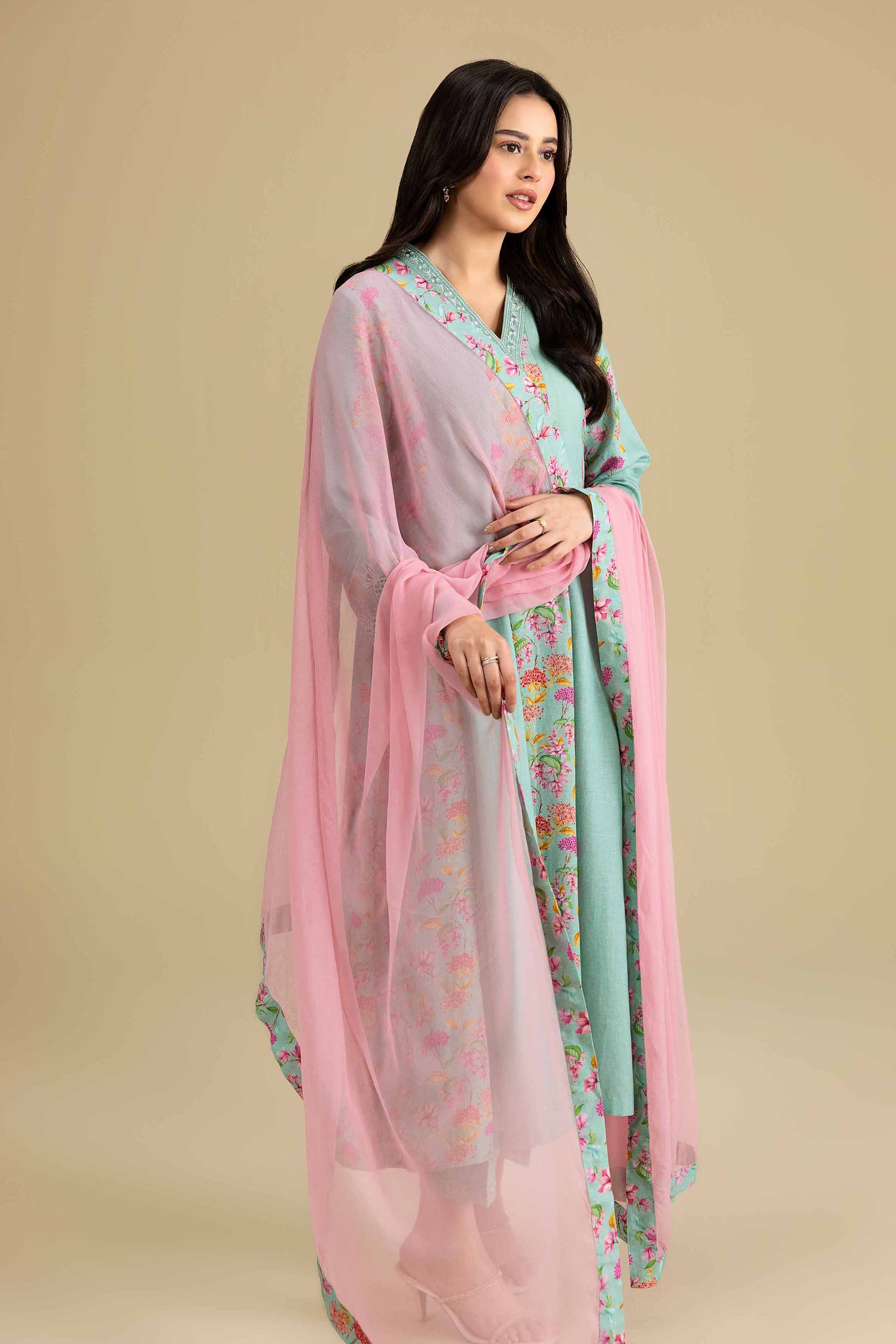 3 Piece - Printed Embroidered Suit - KFE26-177