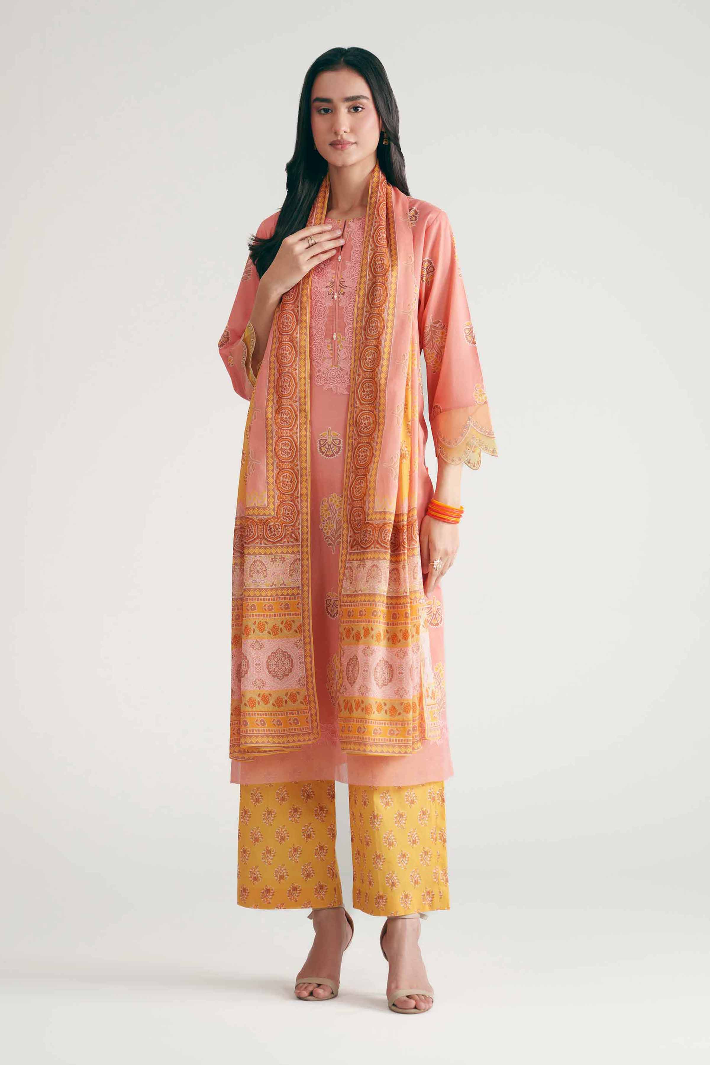 3 Piece - Printed Embroidered Suit - KFE26-178