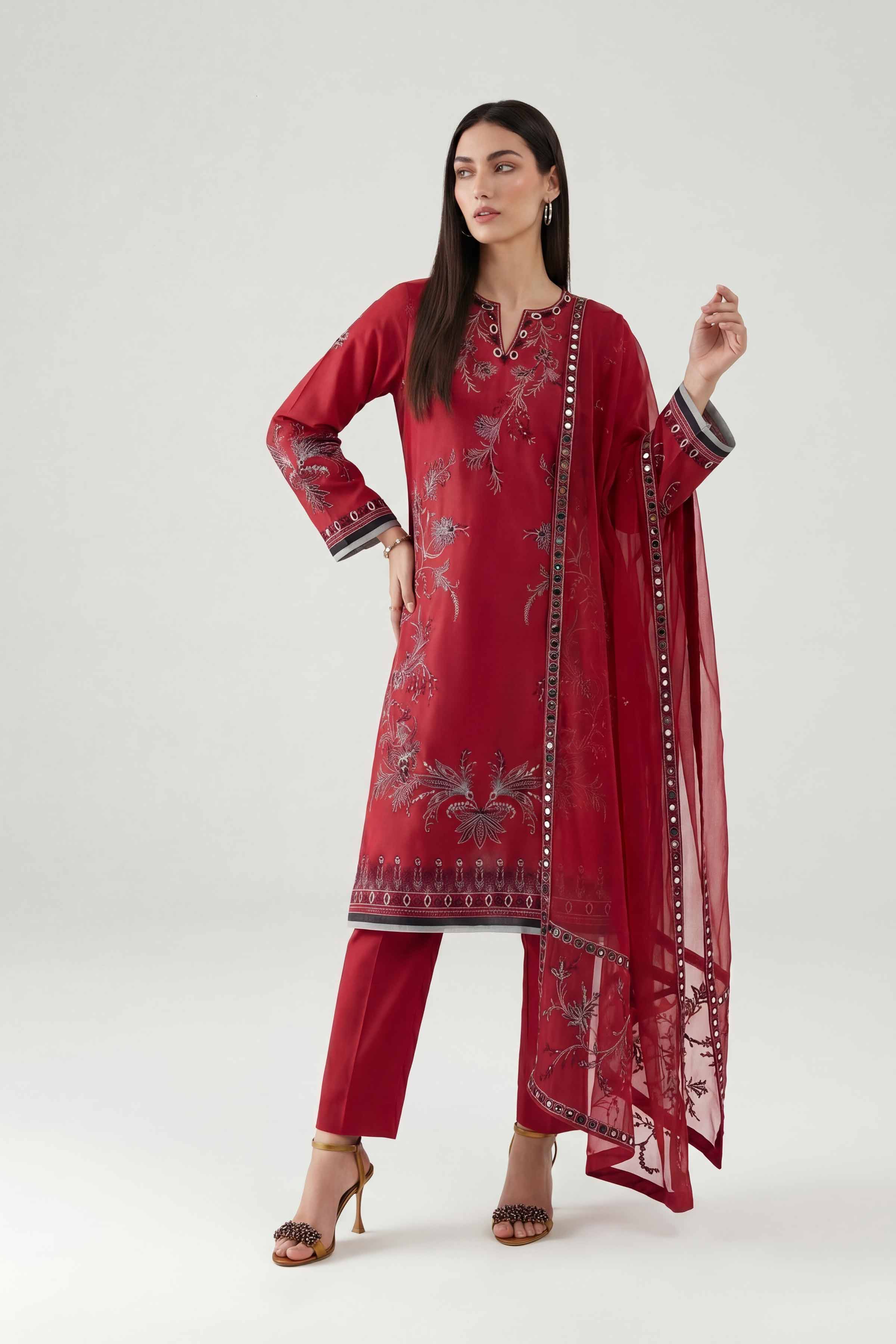 3 Piece - Embroidered Suit - KFE26-187
