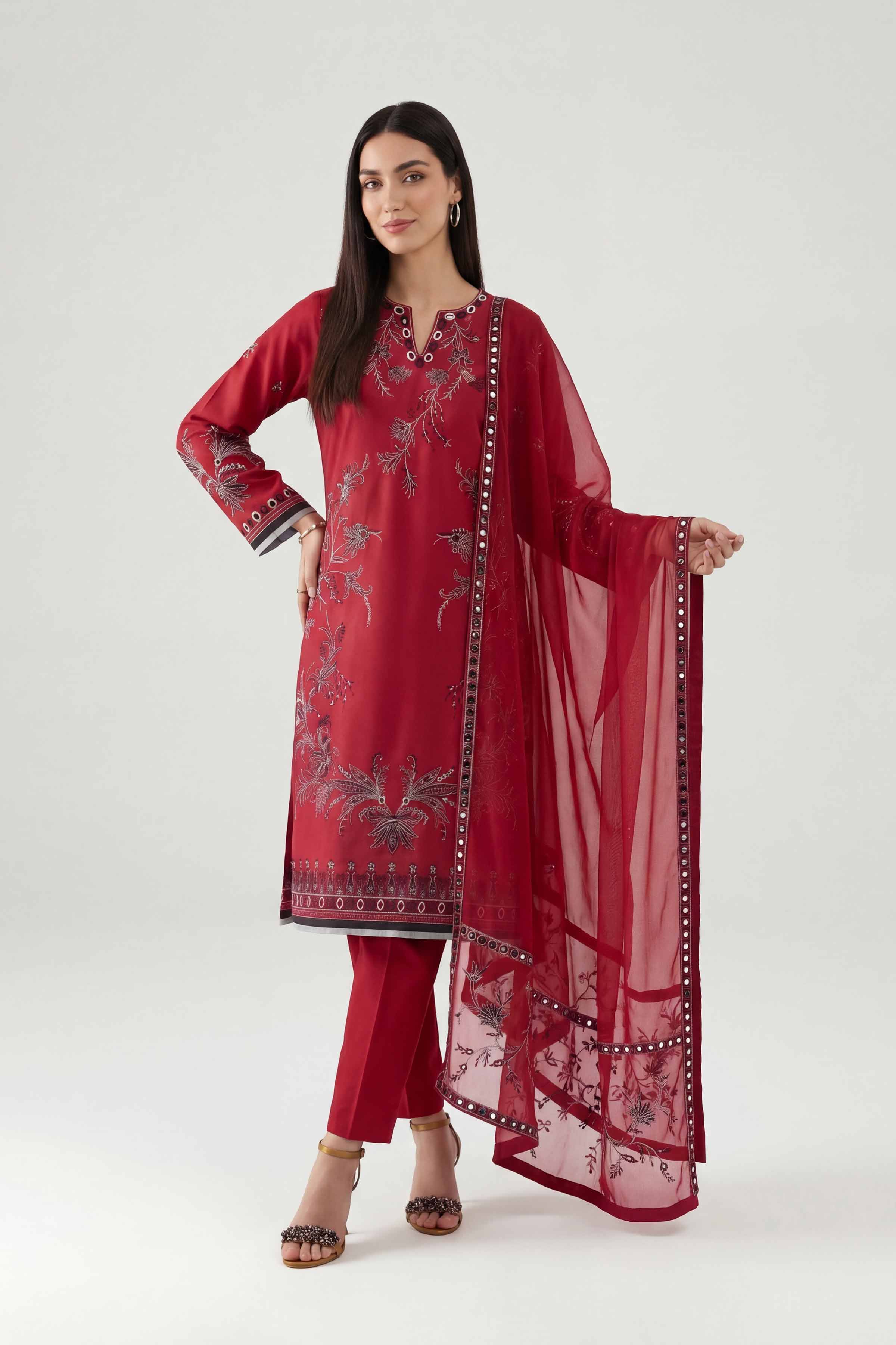 3 Piece - Embroidered Suit - KFE26-187