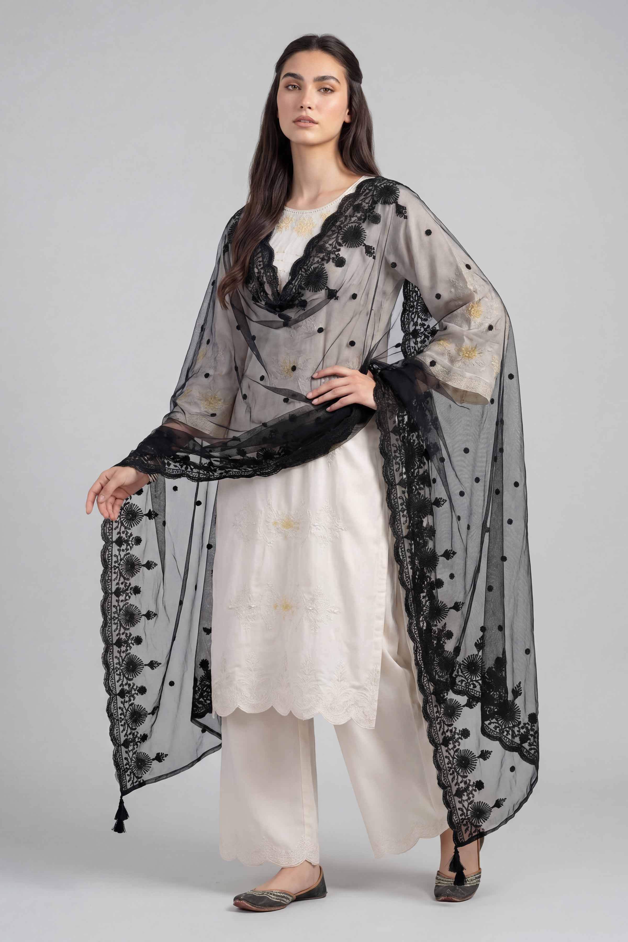 Embroidered Dupatta - KFE26-196