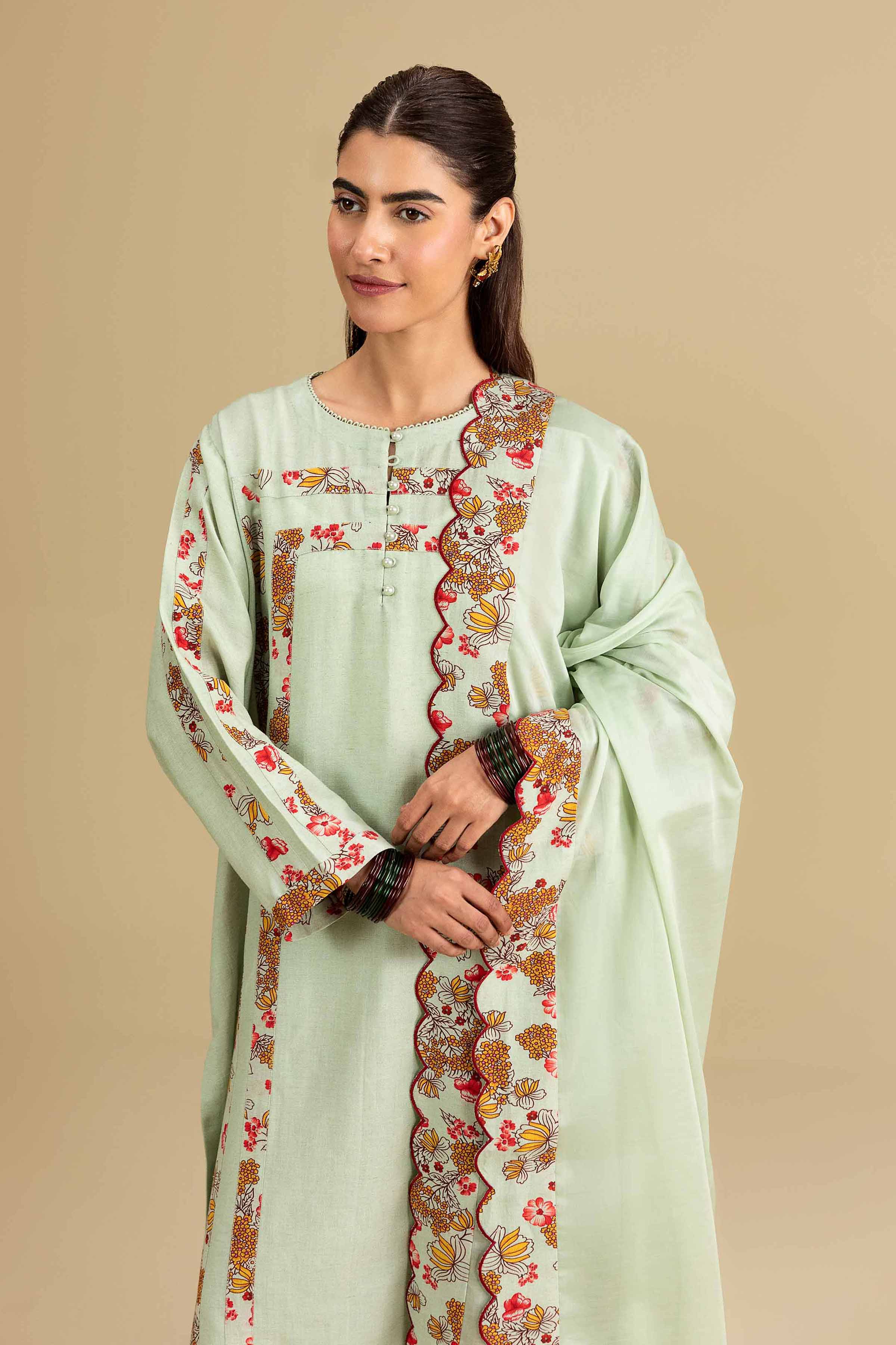 3 Piece - Printed Embroidered Suit - KFE26-206