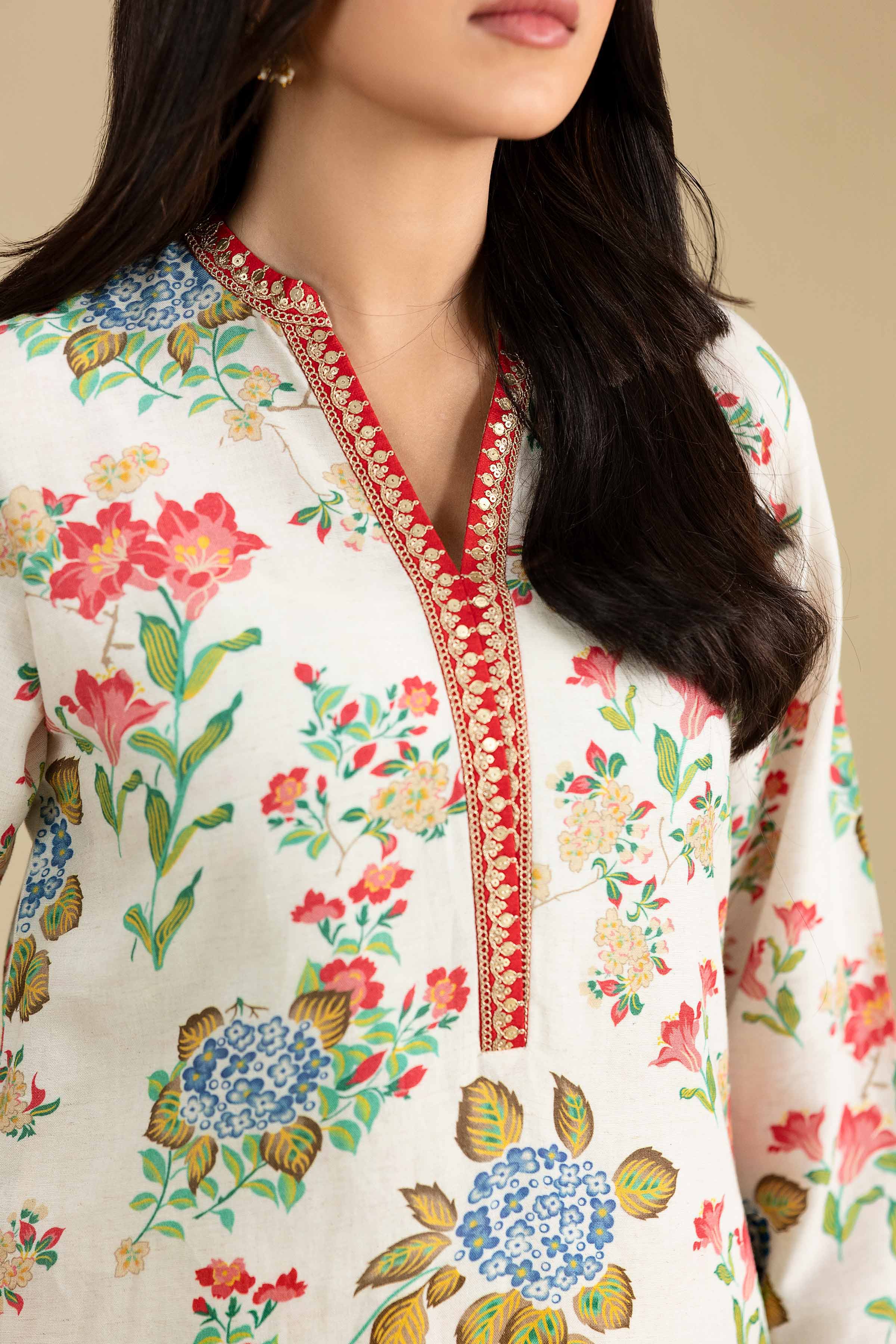 2 Piece - Printed Embroidered Suit - KFE26-209