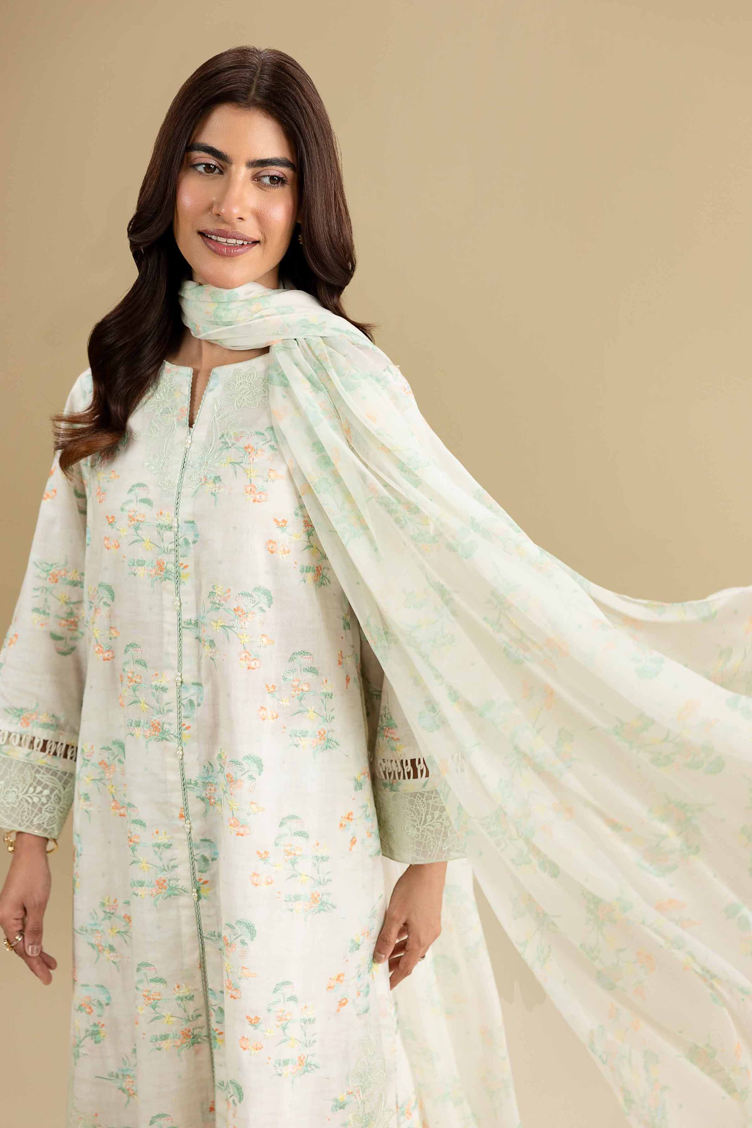 3 Piece - Printed Embroidered Suit - KFE26-210