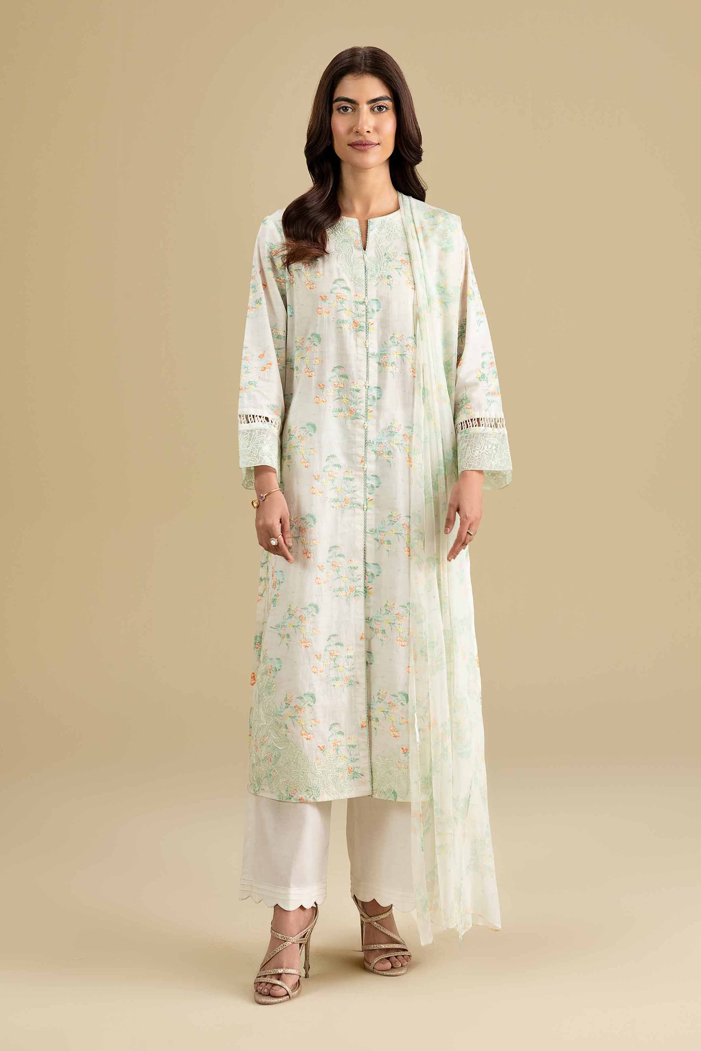 3 Piece - Printed Embroidered Suit - KFE26-210