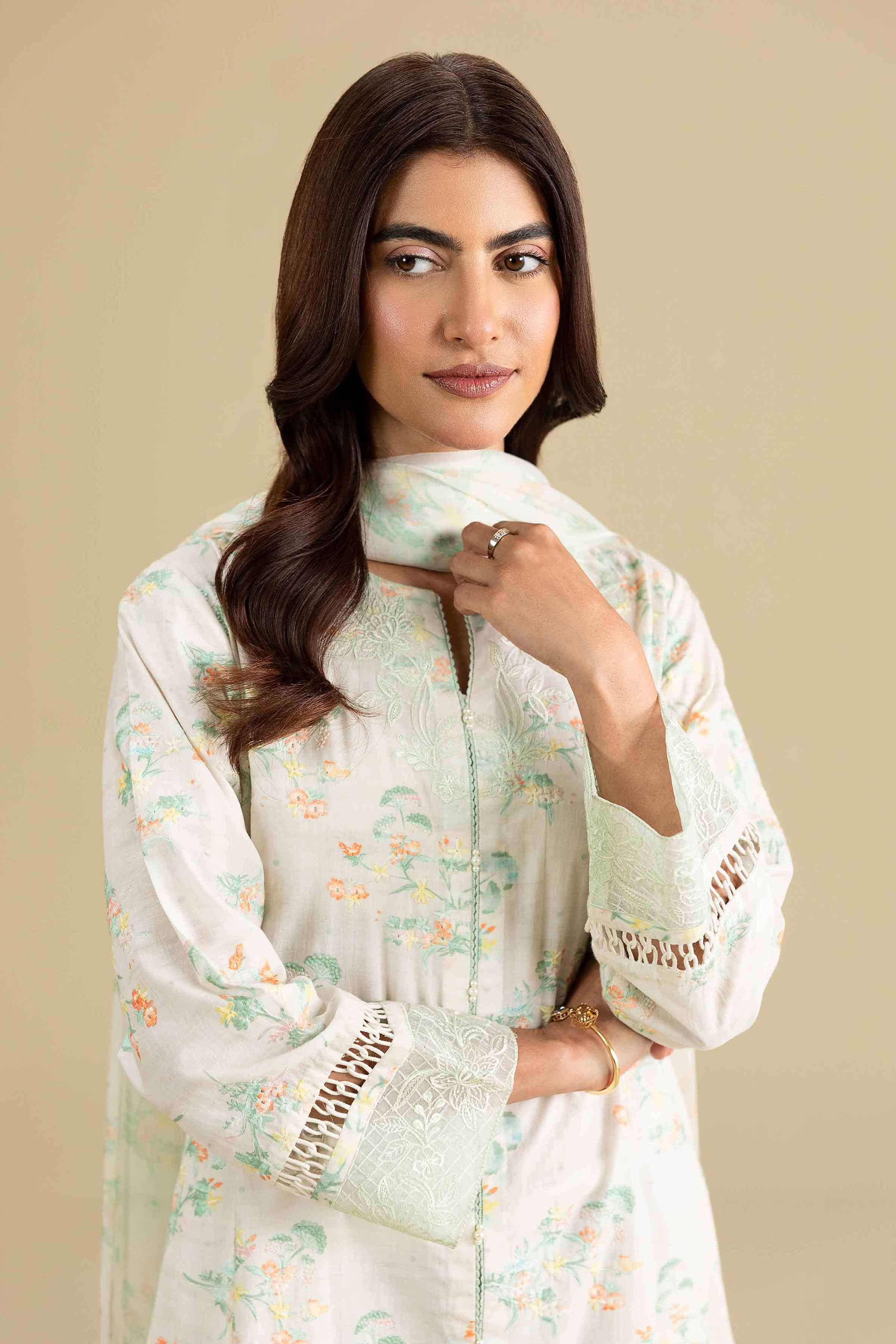 3 Piece - Printed Embroidered Suit - KFE26-210