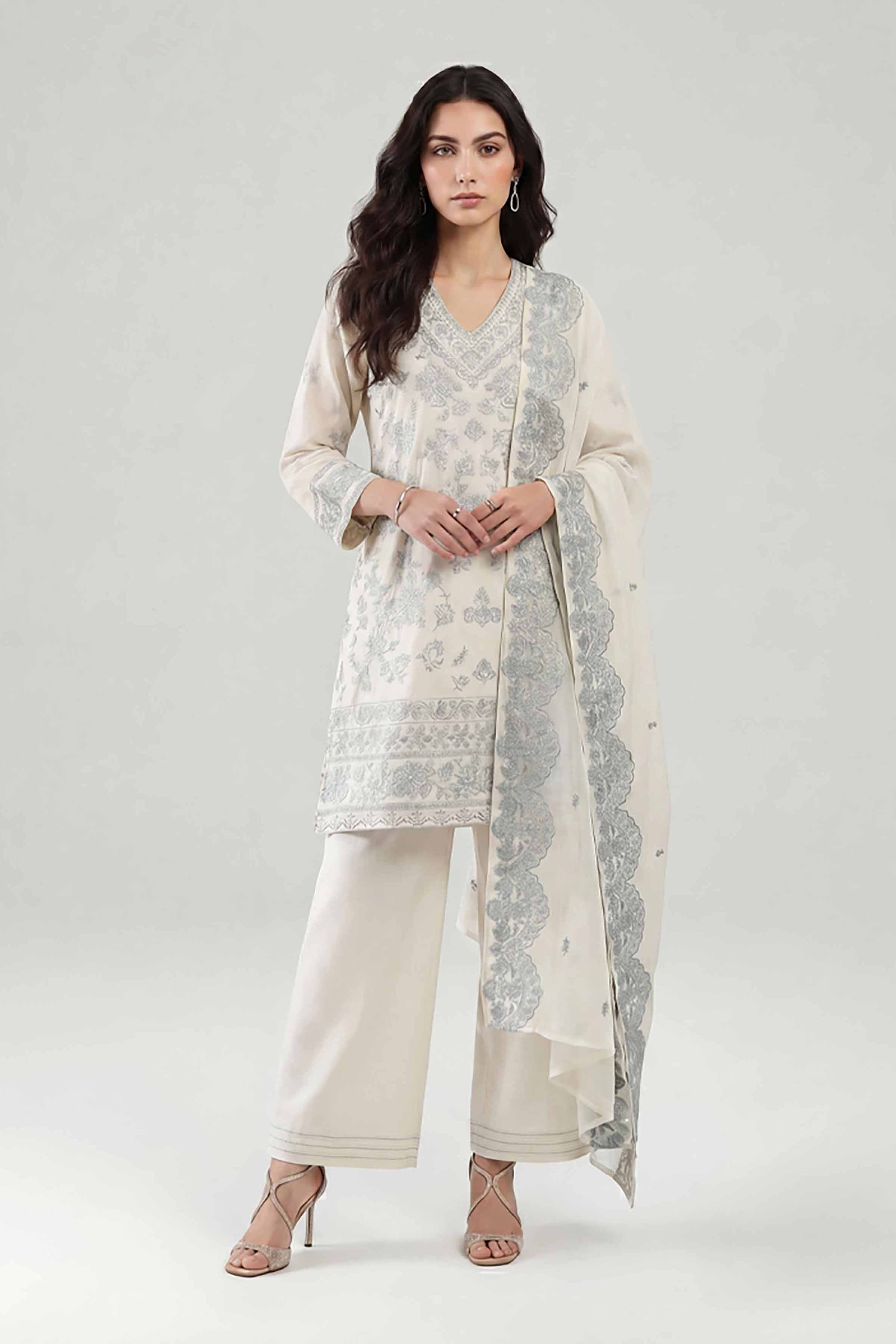 3 Piece - Embroidered Suit - KFE26-212