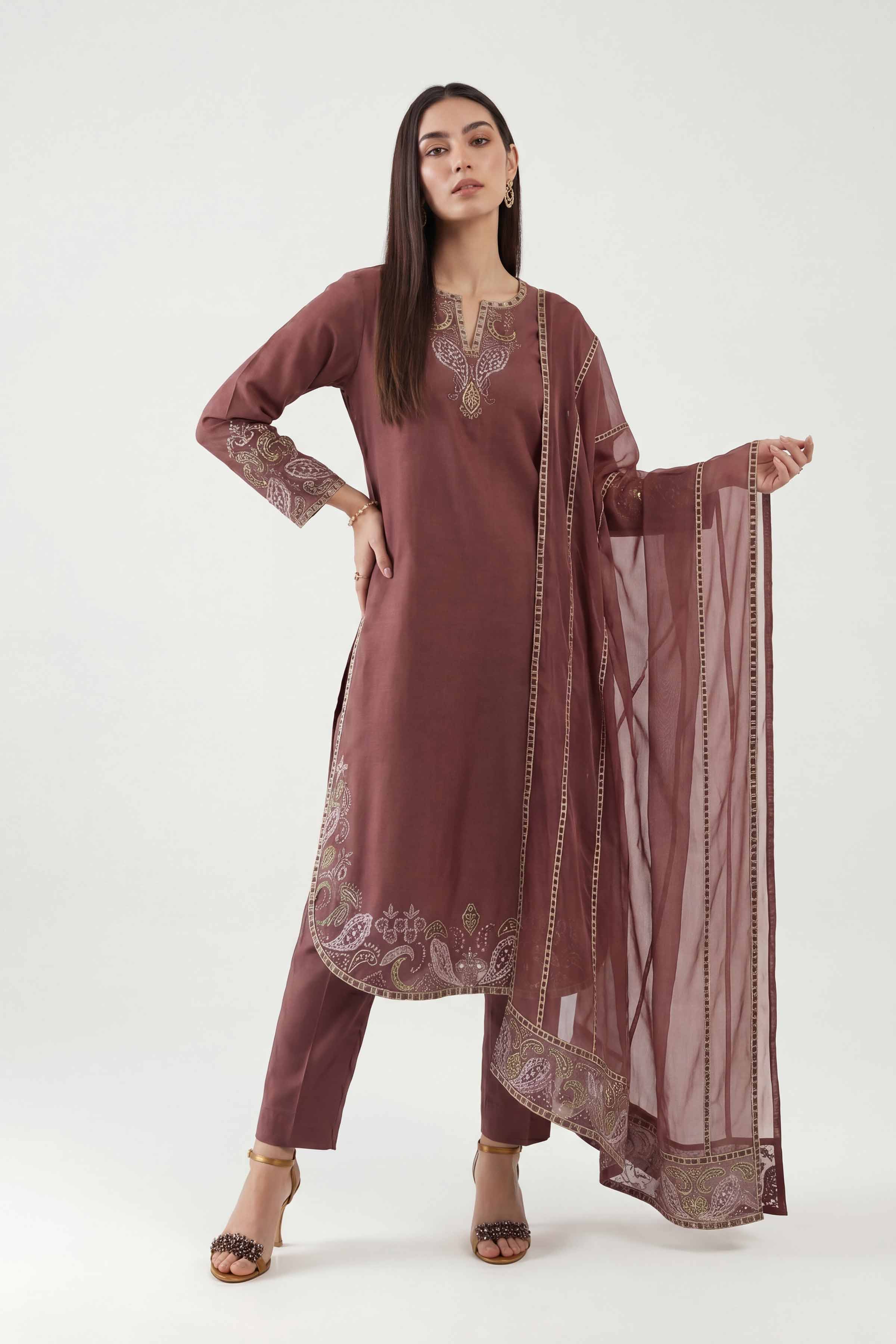 3 Piece - Embroidered Suit - KFE26-223