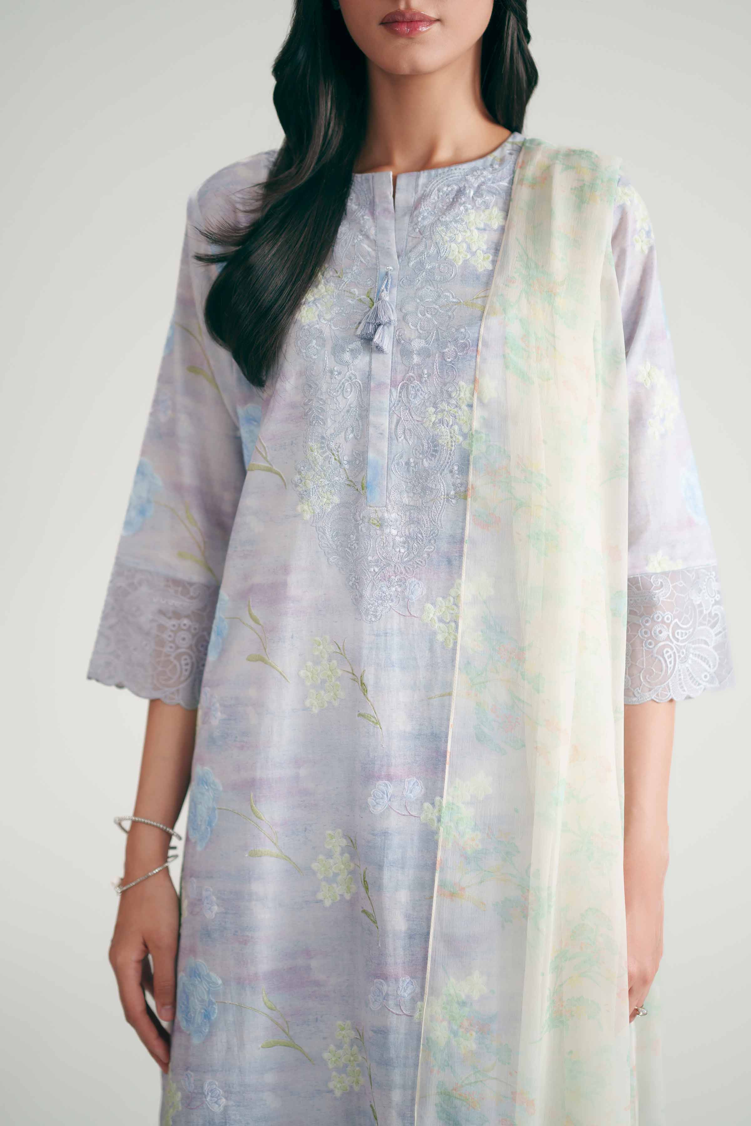 3 Piece - Printed Embroidered Suit - KFE26-226