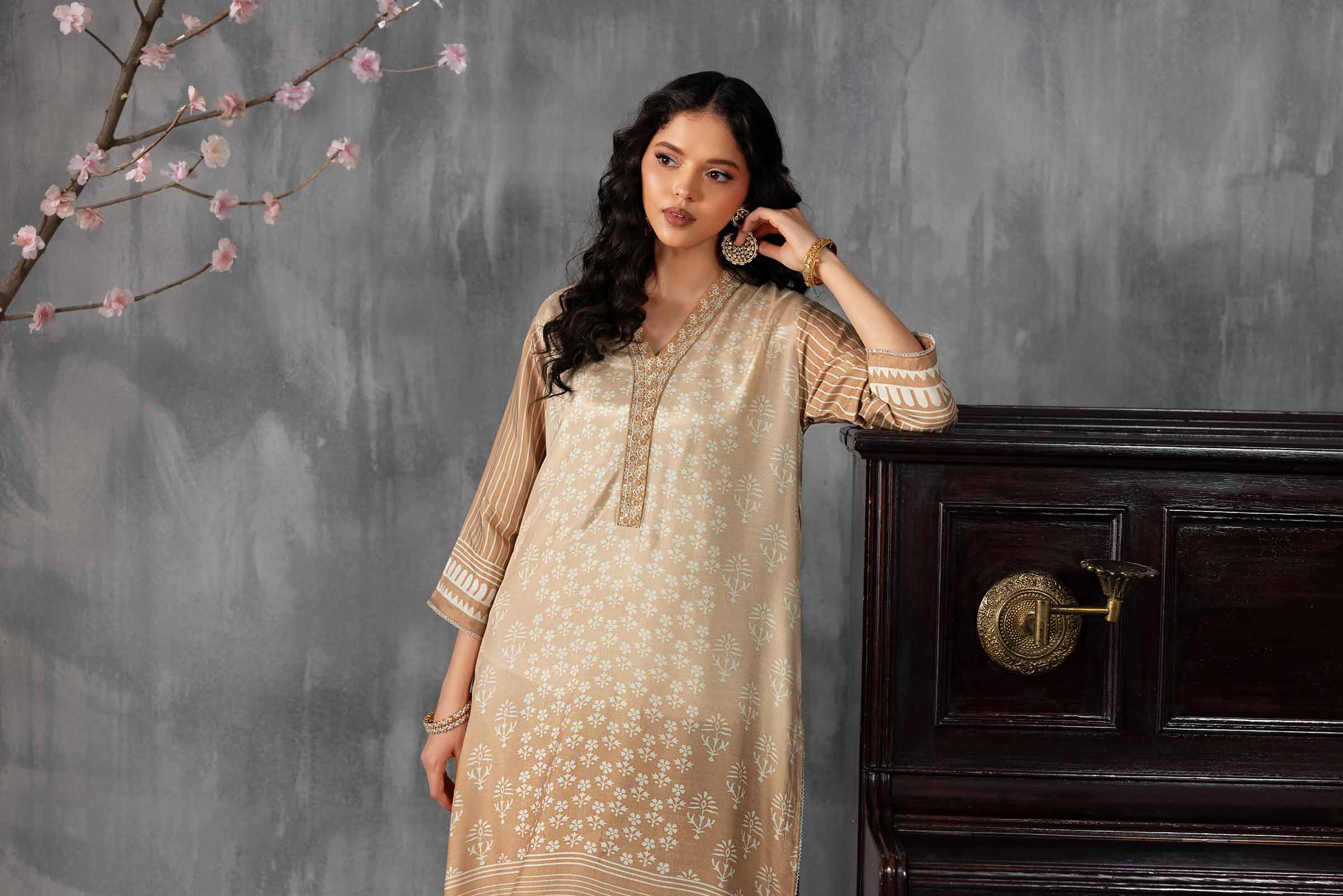 2 Piece - Printed Embroidered Suit - KFE26-62