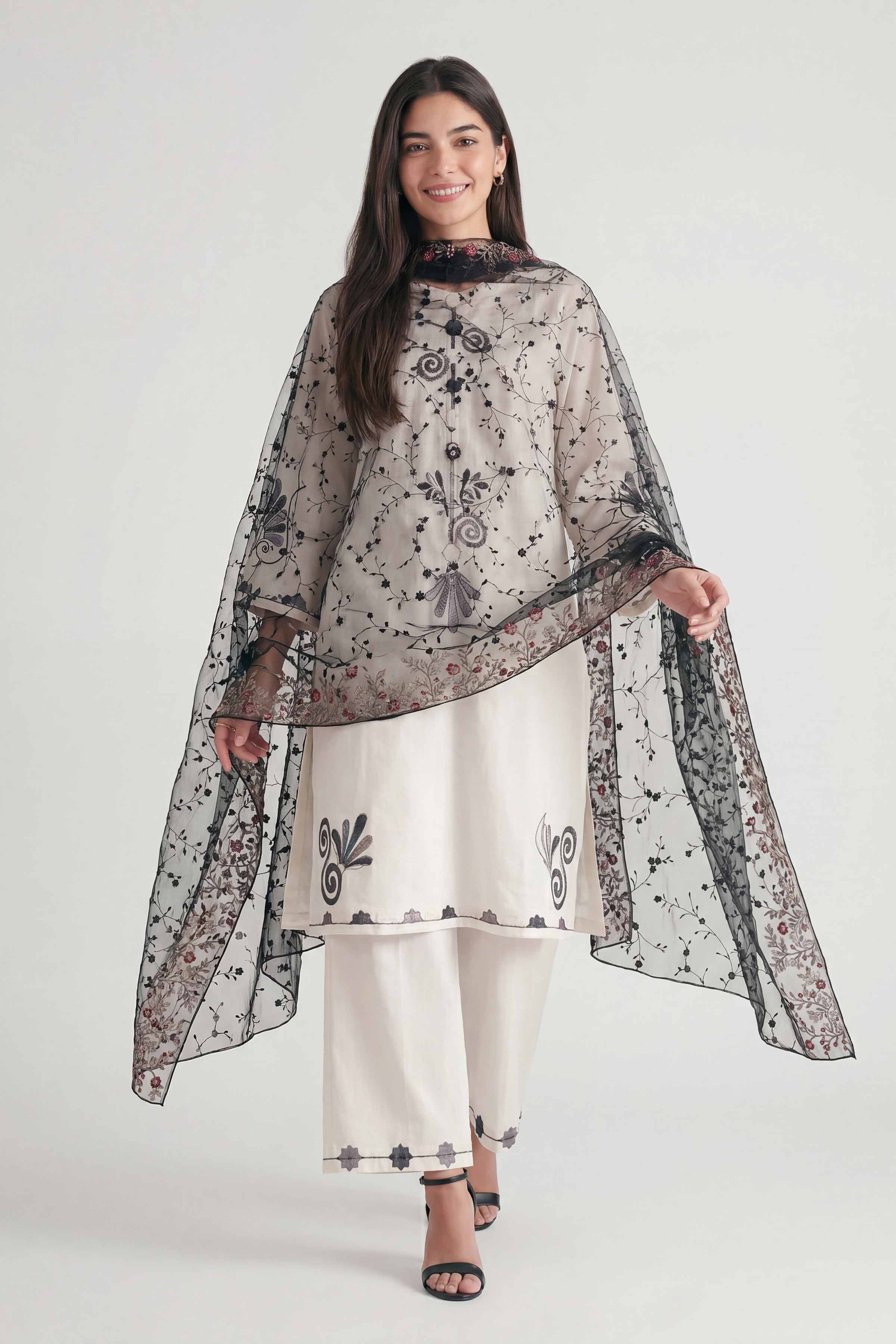 Embroidered Dupatta - KFS26-87