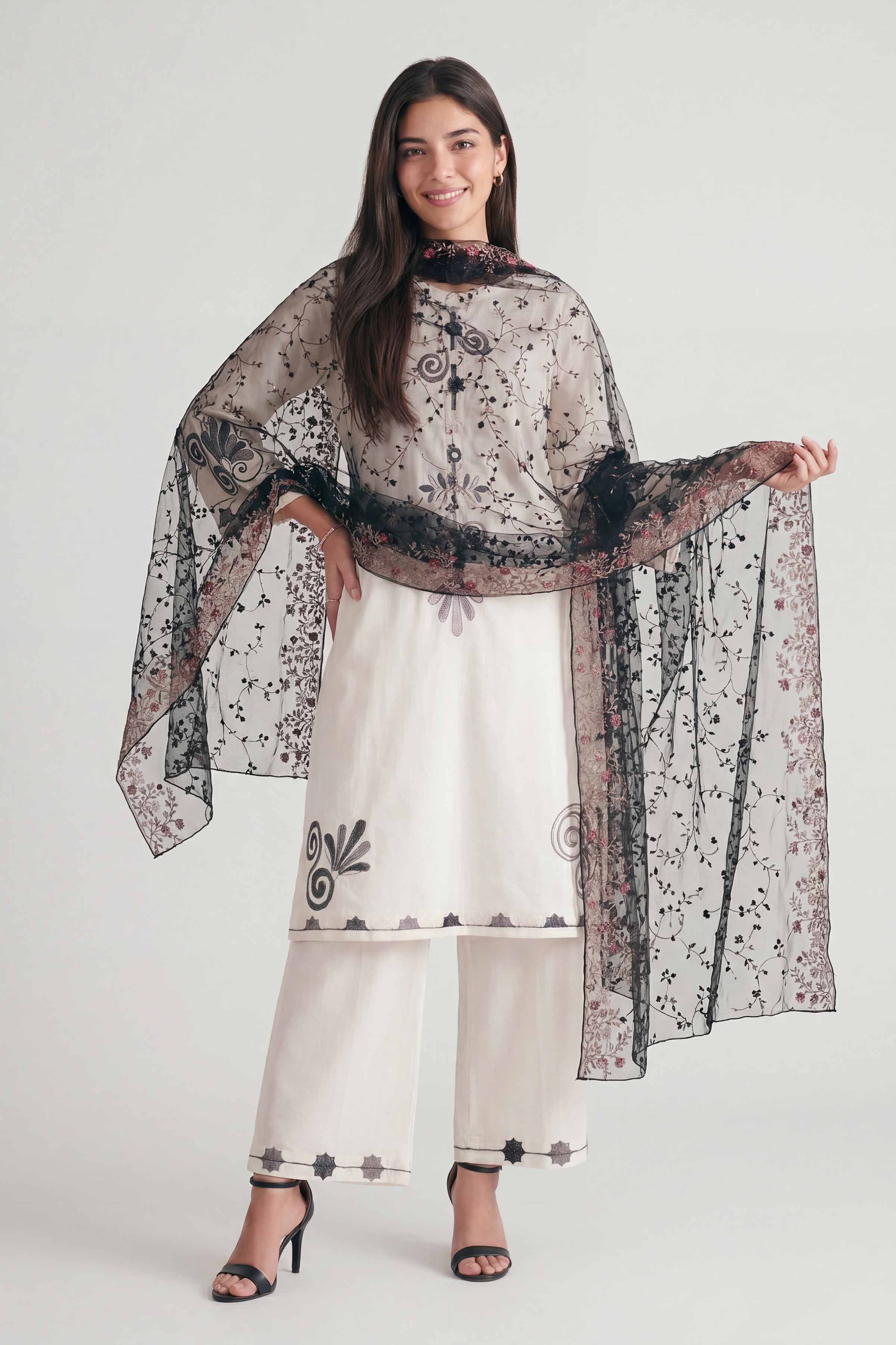 Embroidered Dupatta - KFS26-87