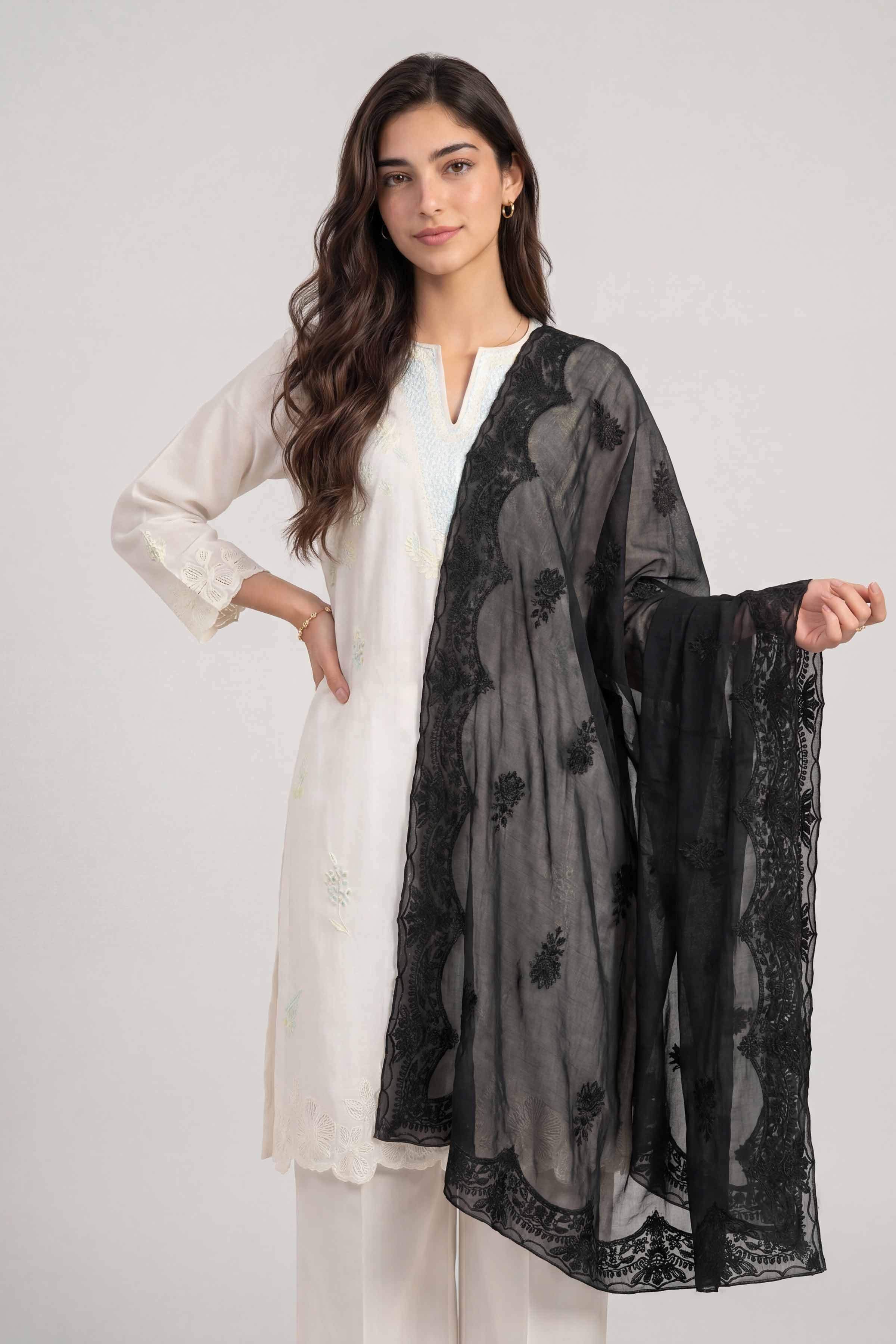Embroidered Dupatta - KFS26-90