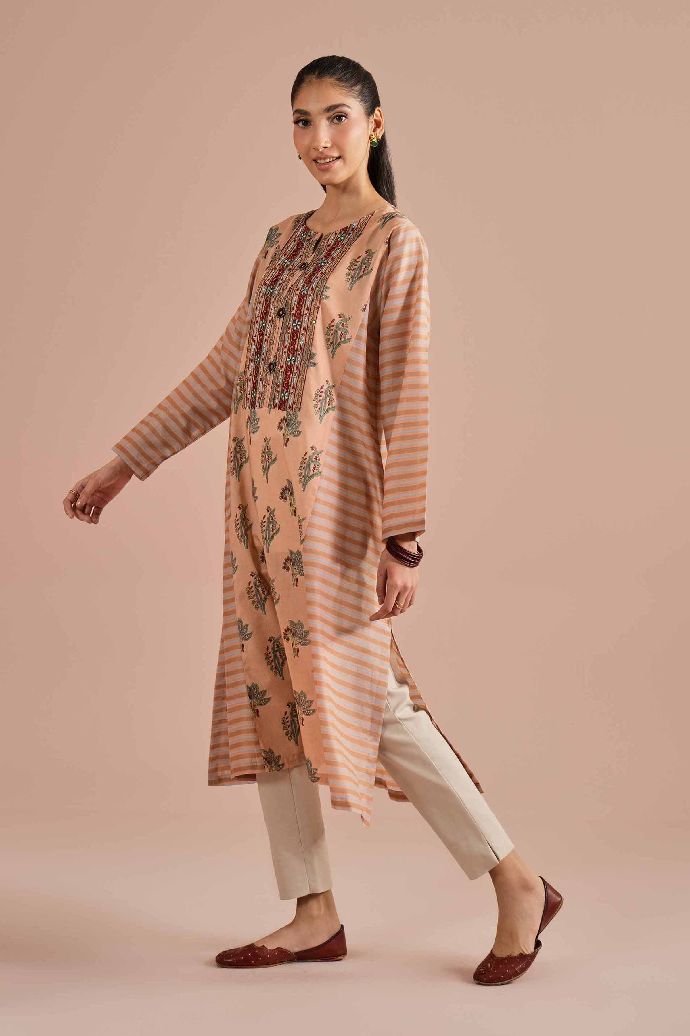 Printed Embroidered Shirt - PE26-01 for Women - Pret Collection | Nishat | Shop Online