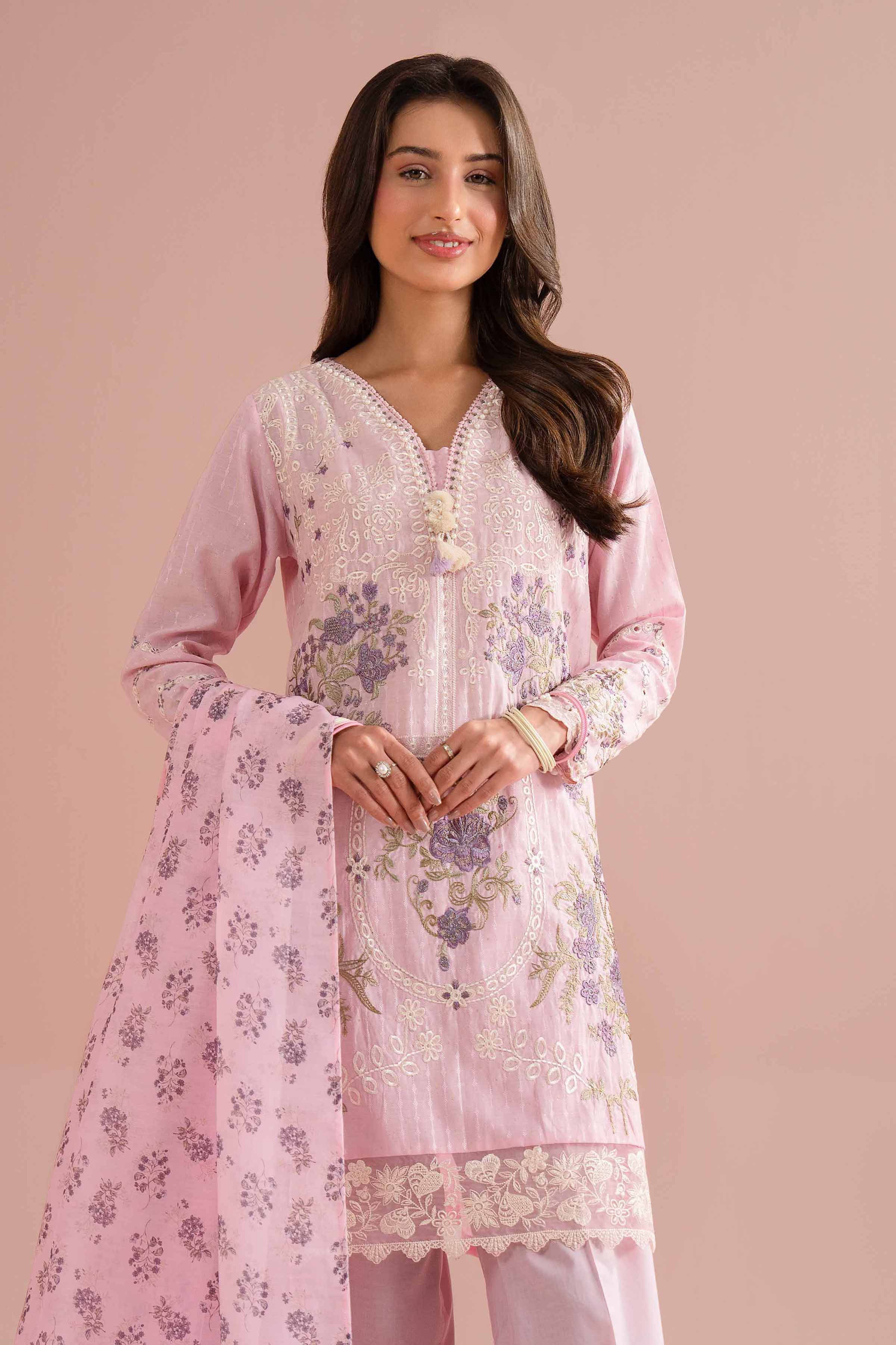 3 Piece - Printed Embroidered Suit - PE26-116