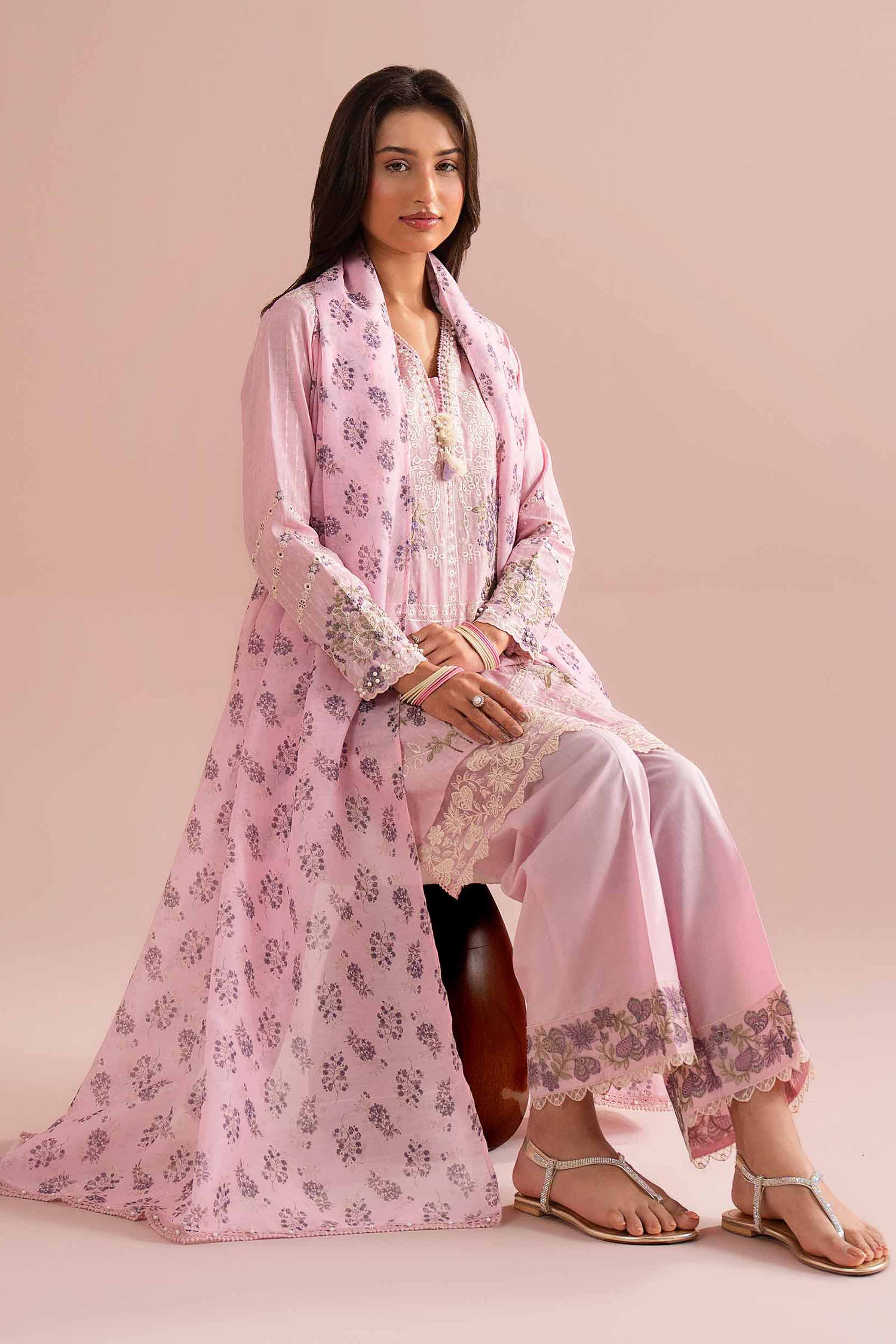 3 Piece - Printed Embroidered Suit - PE26-116