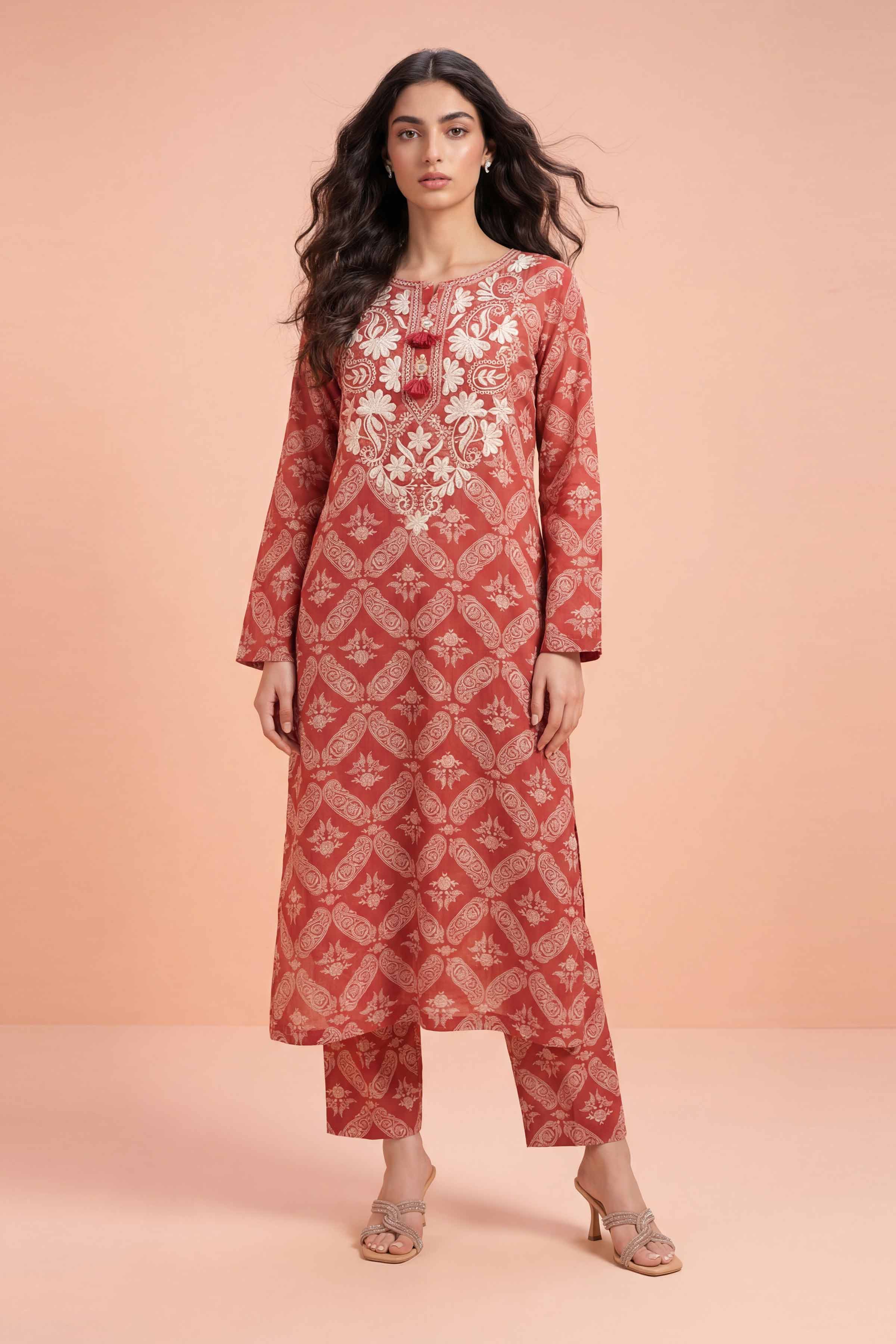 2 Piece - Embroidered Suit - PE26-210