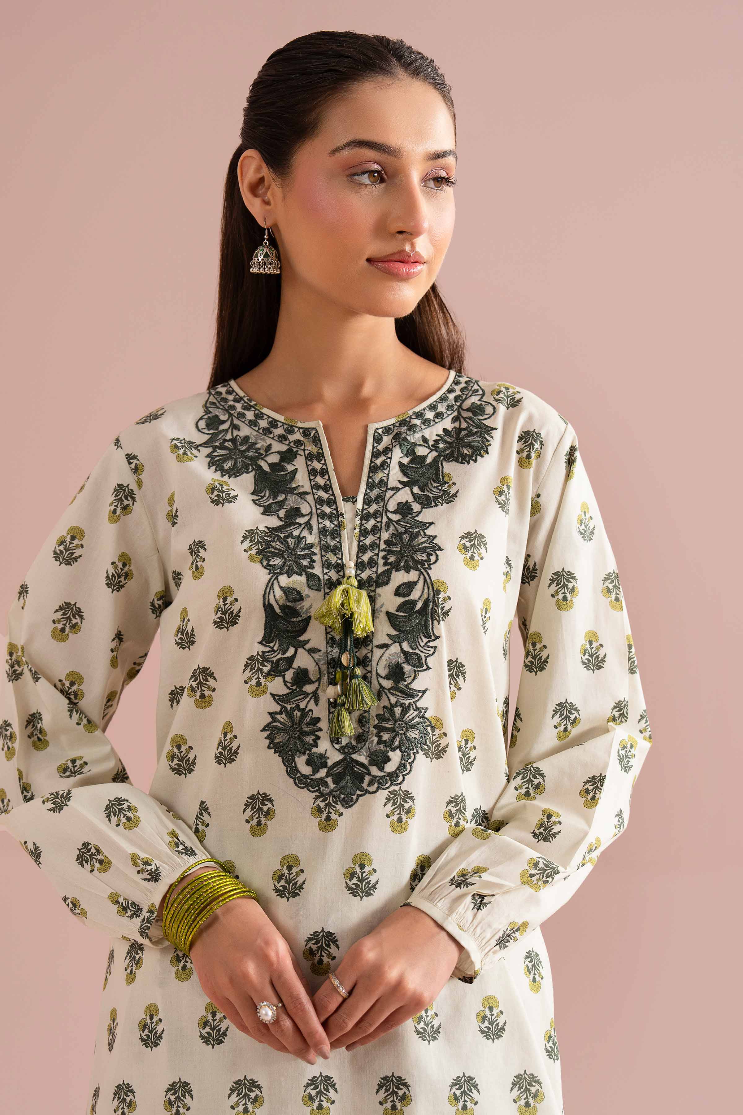 2 Piece - Printed Embroidered Suit - PE26-215