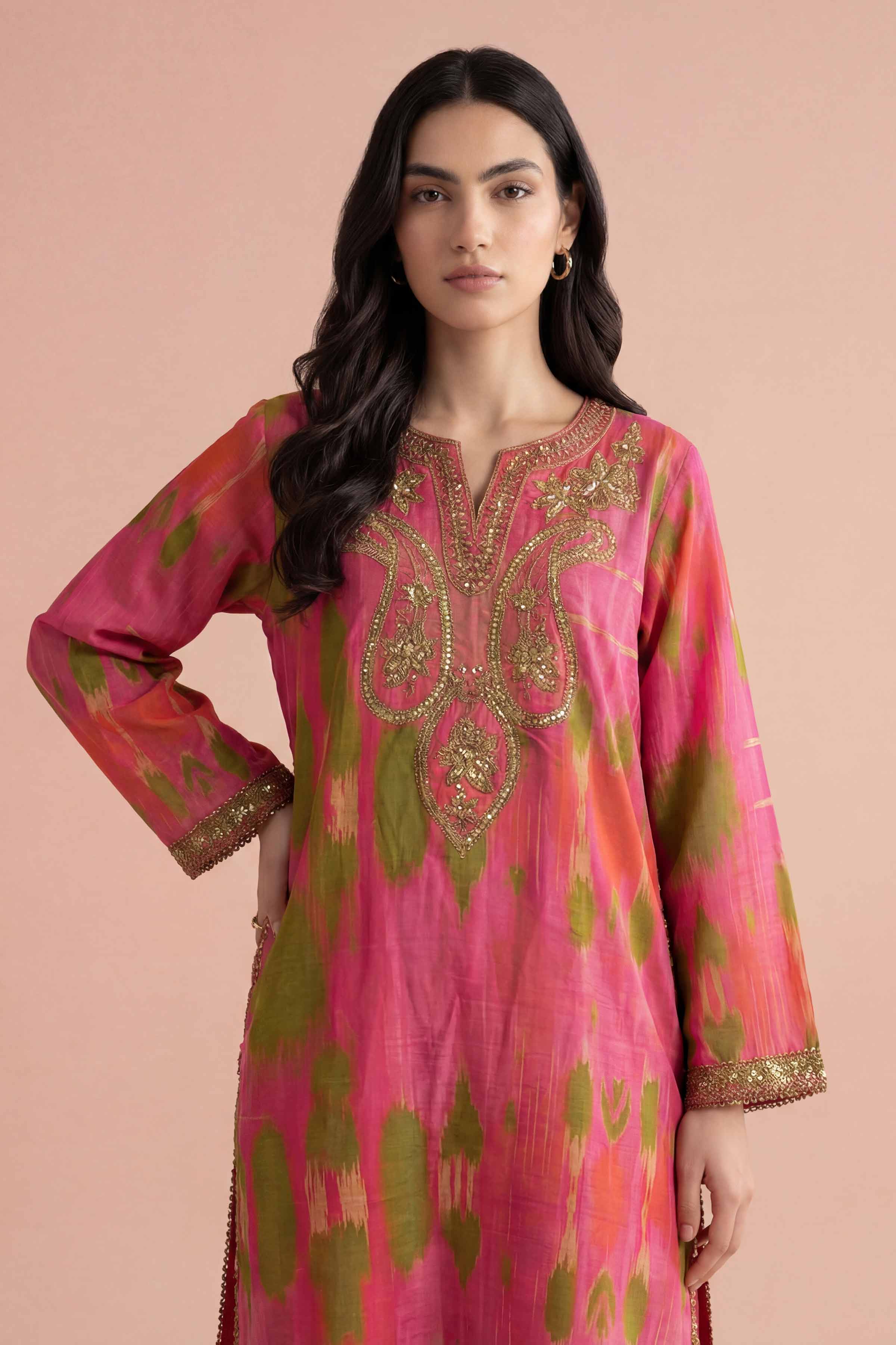 2 Piece - Printed Embroidered Suit - PE26-226