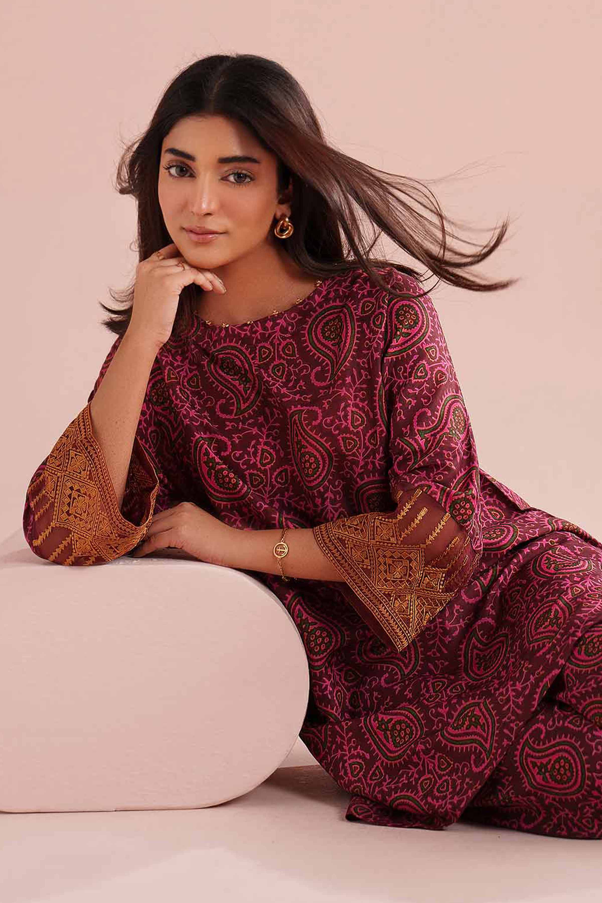 2 Piece - Printed Embroidered Suit - PE26-25 for Women - Pret Collection | Nishat | Shop Online