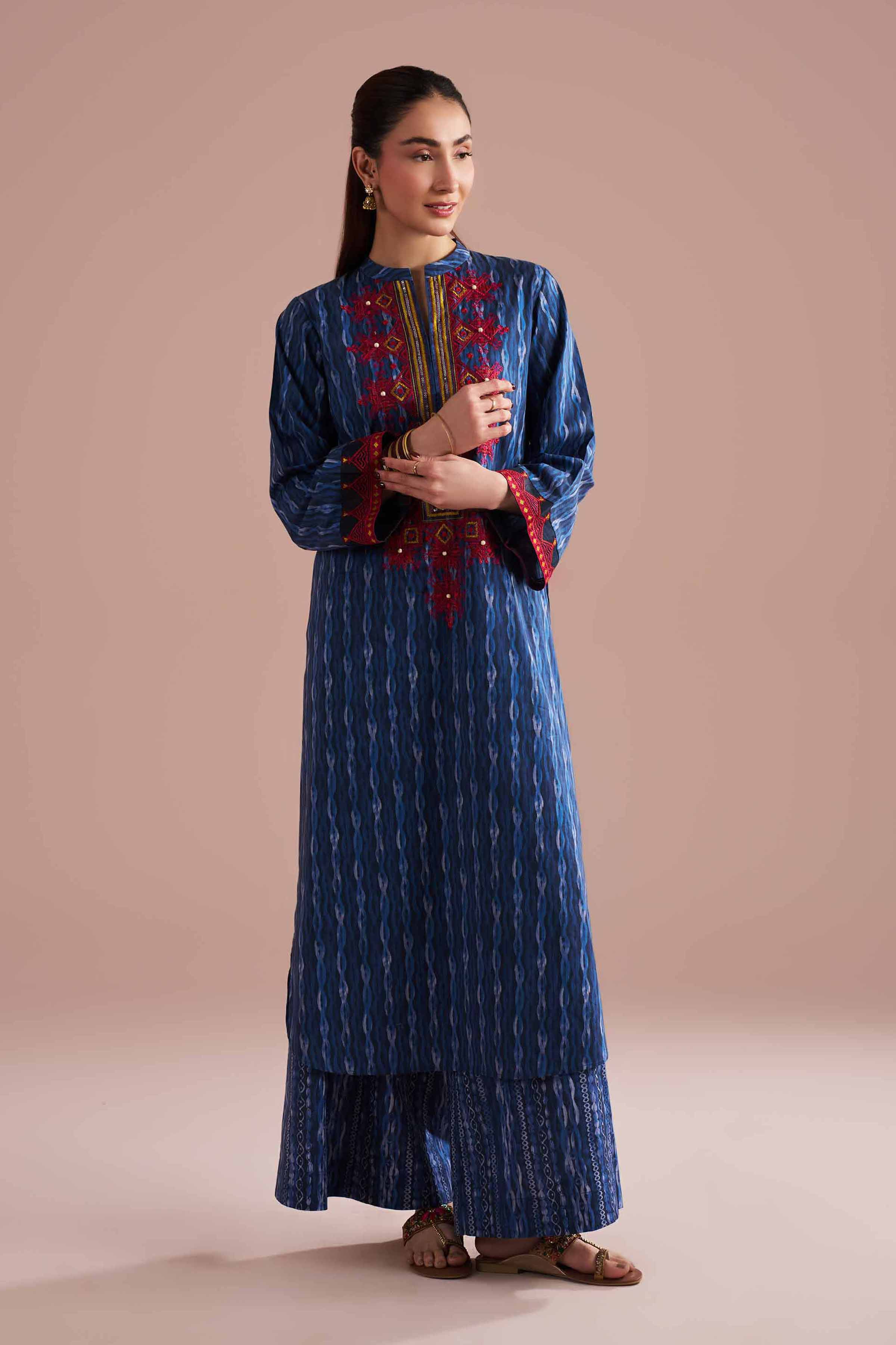 2 Piece - Printed Embroidered Suit - PE26-252