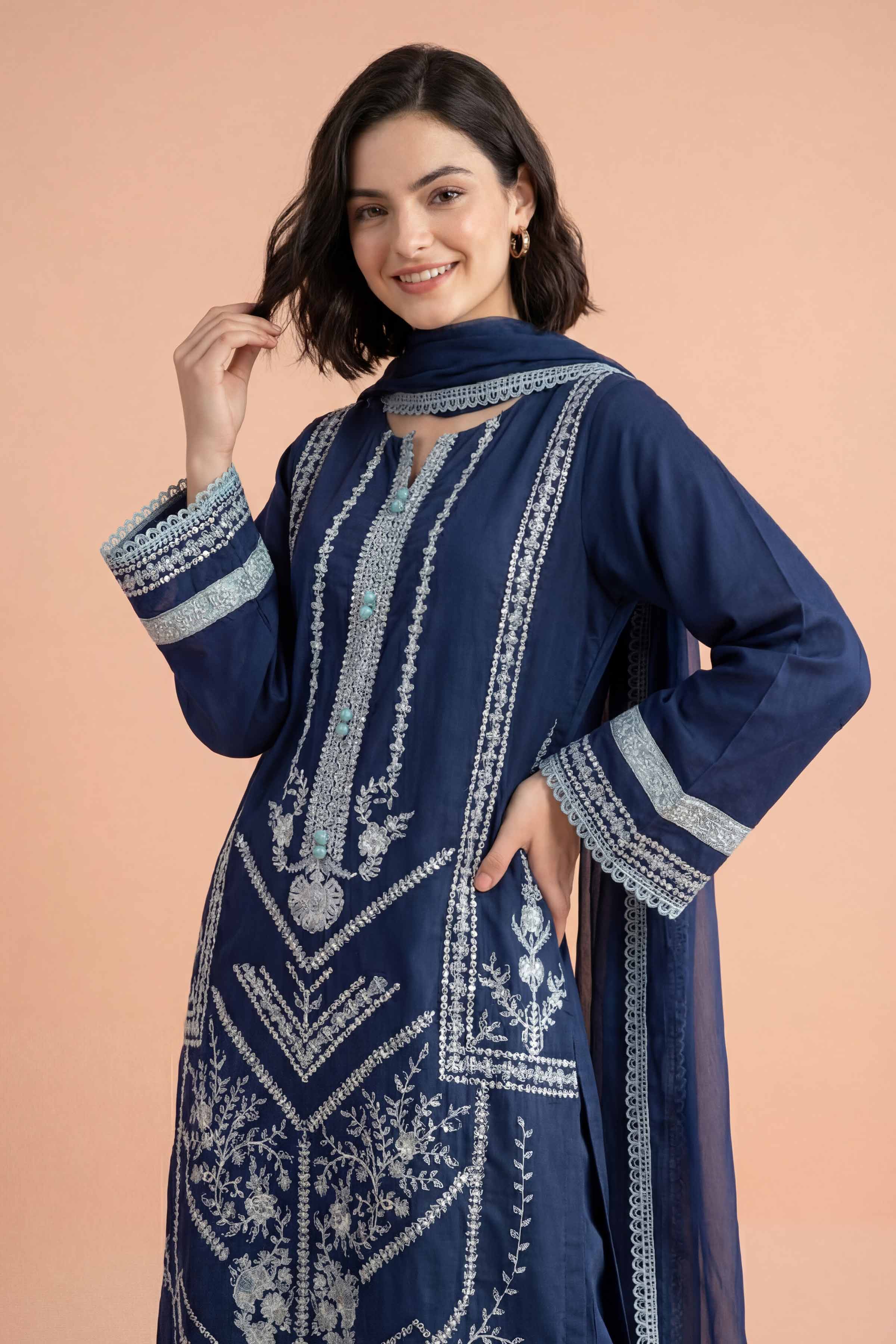 3 Piece - Embroidered Suit - PE26-299