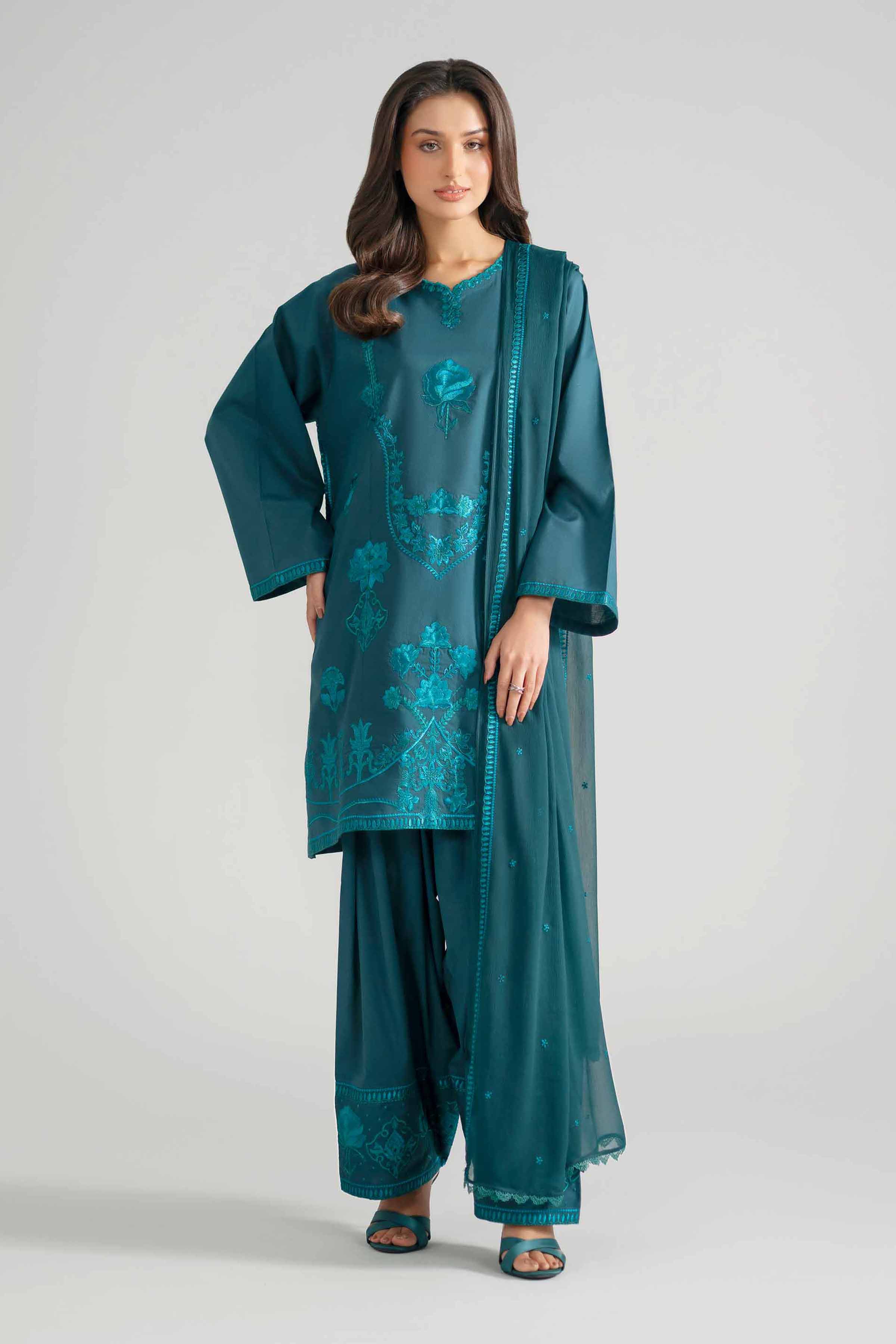 3 Piece - Embroidered Suit - PE26-301