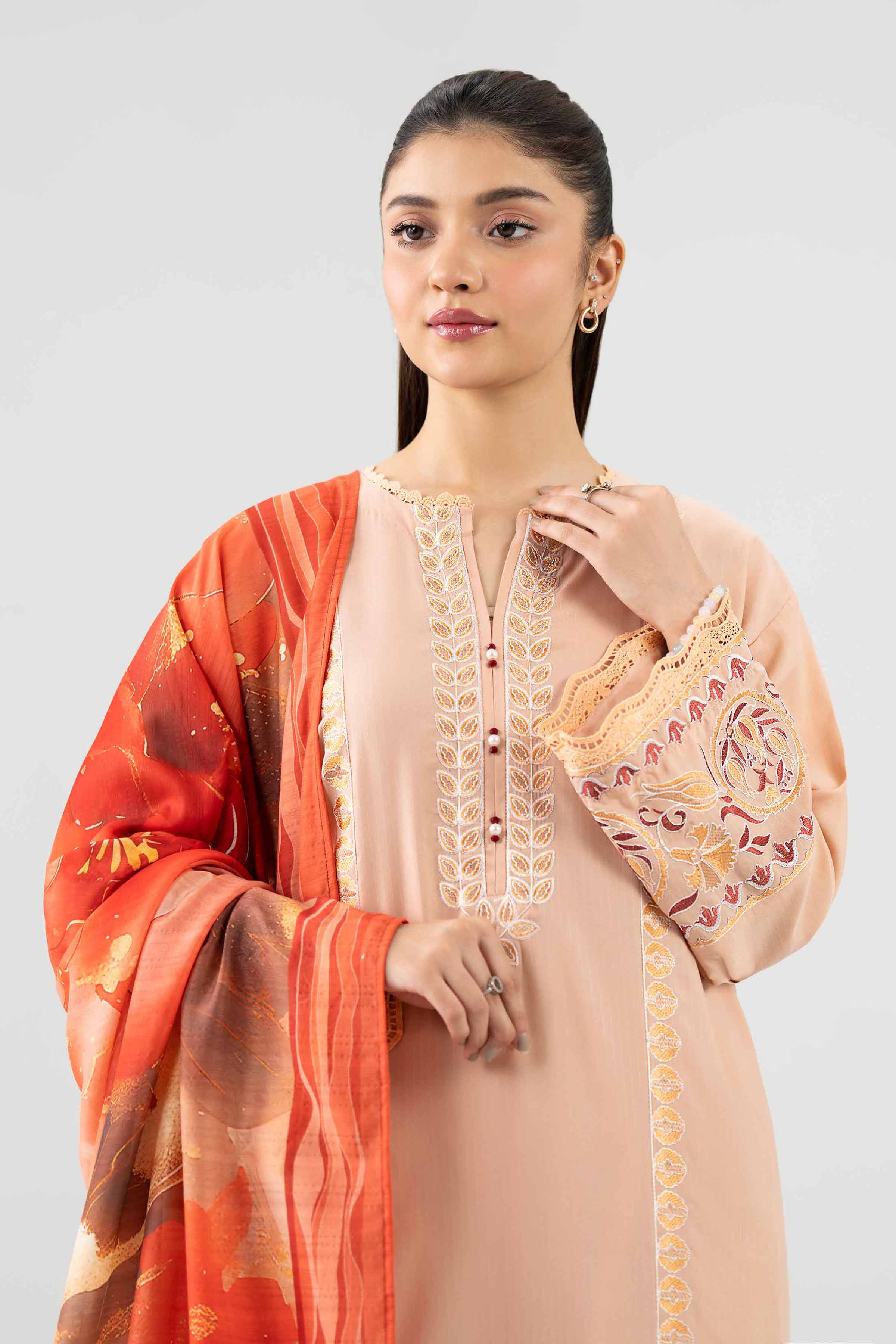 3 Piece - Printed Embroidered Suit - PE26-303