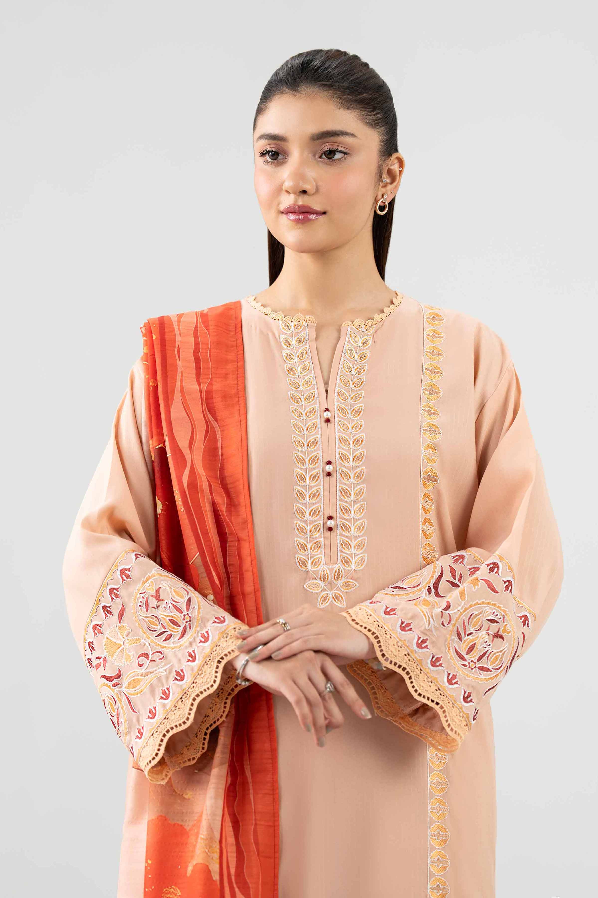 3 Piece - Printed Embroidered Suit - PE26-303