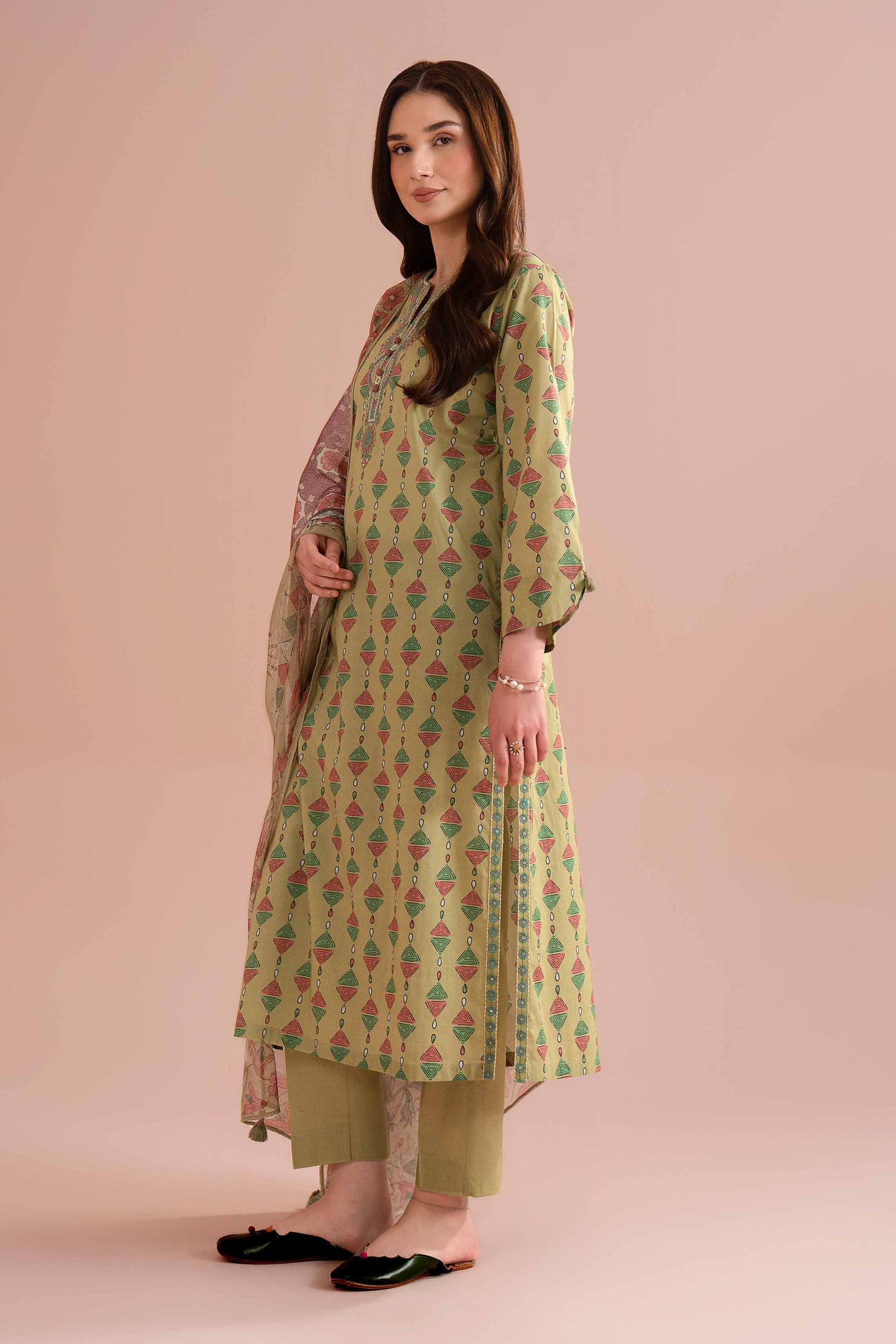 3 Piece - Printed Embroidered Suit - PE26-330