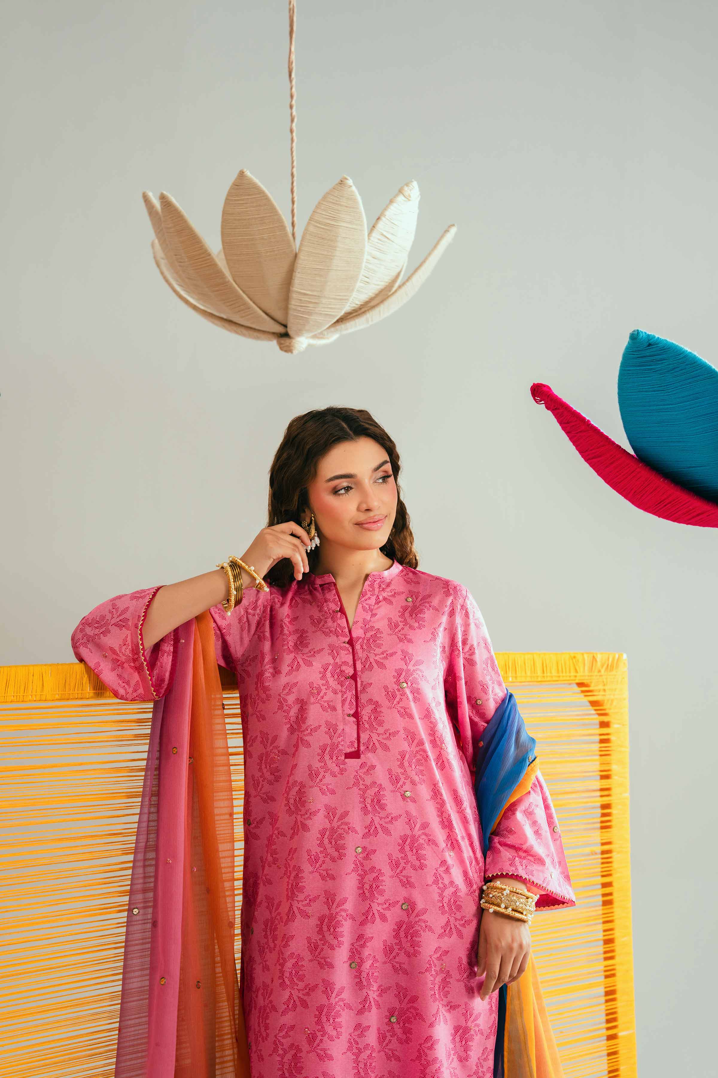 3 Piece - Printed Embroidered Suit - PE26-339