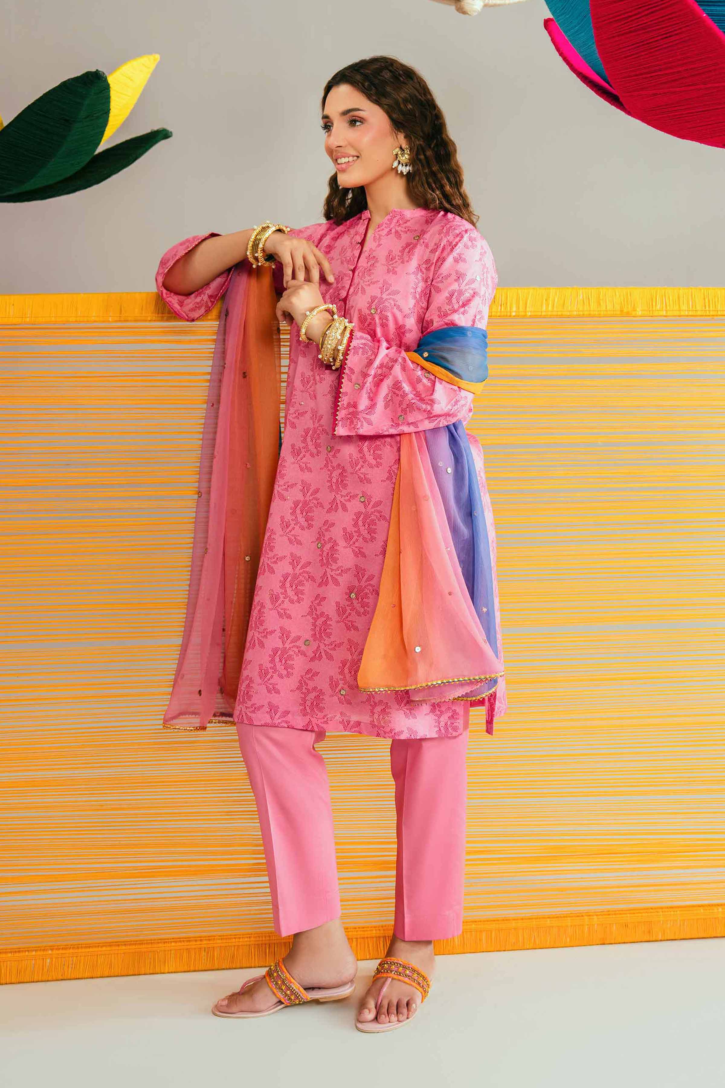 3 Piece - Printed Embroidered Suit - PE26-339