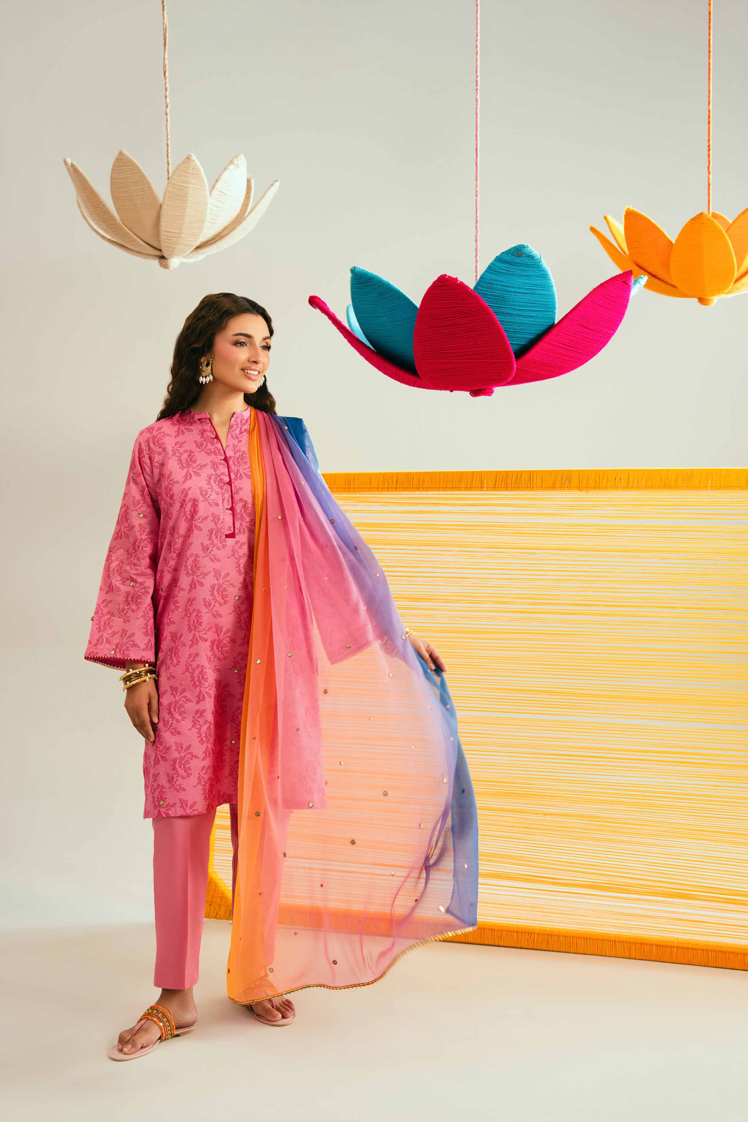 3 Piece - Printed Embroidered Suit - PE26-339