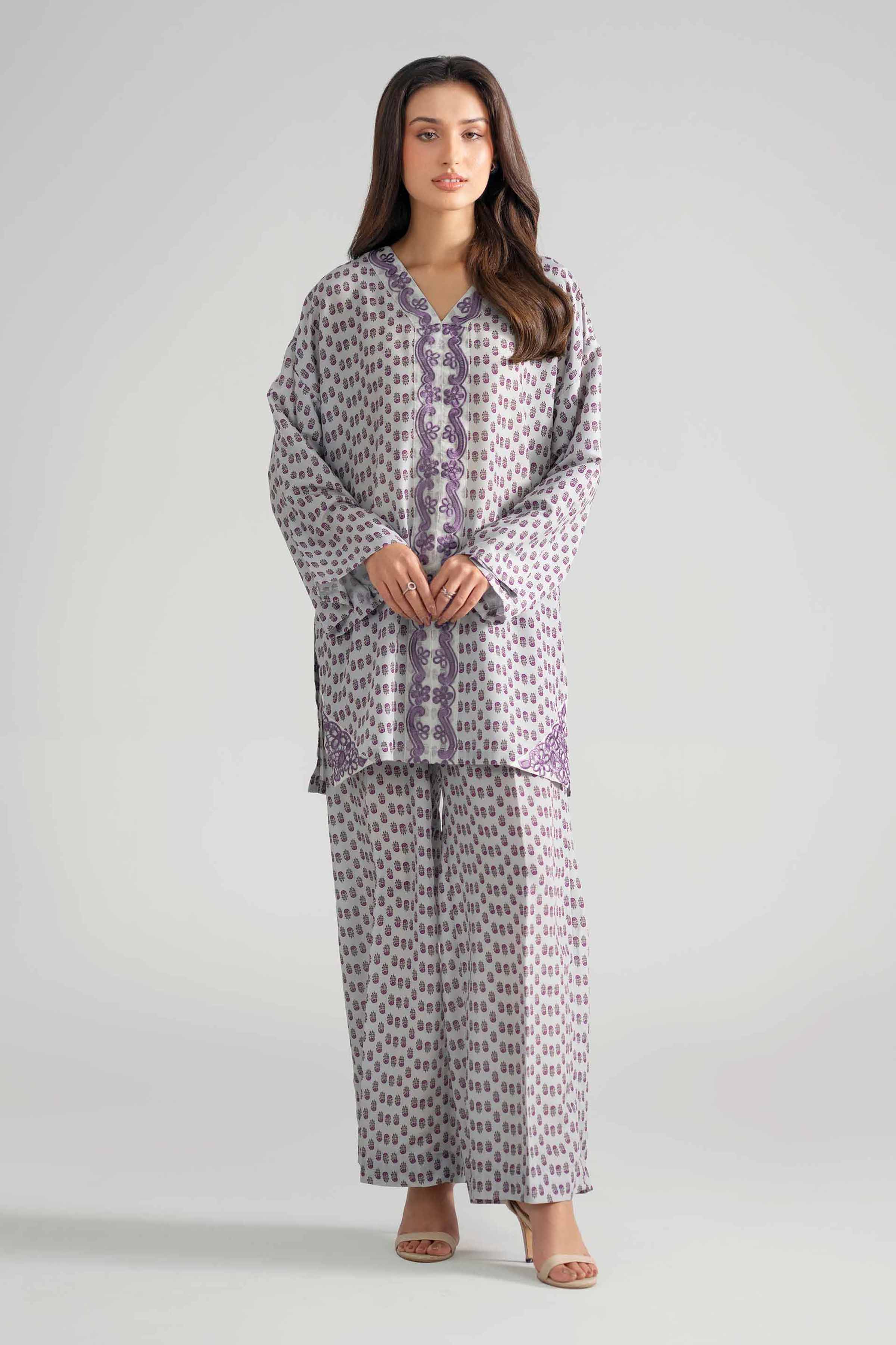 2 Piece - Printed Embroidered Suit - PE26-353
