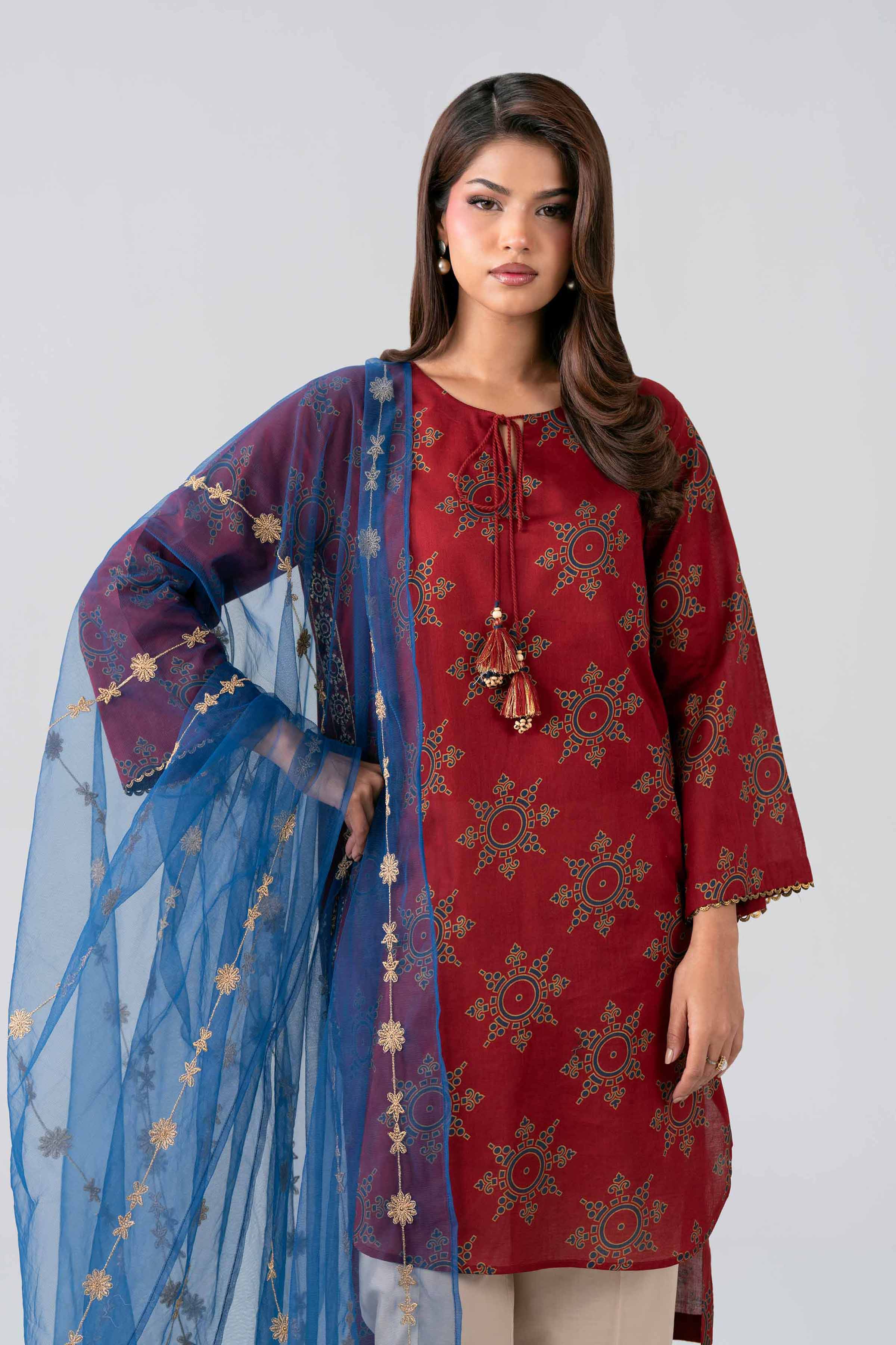 2 Piece - Printed Embroidered Suit - PE26-440