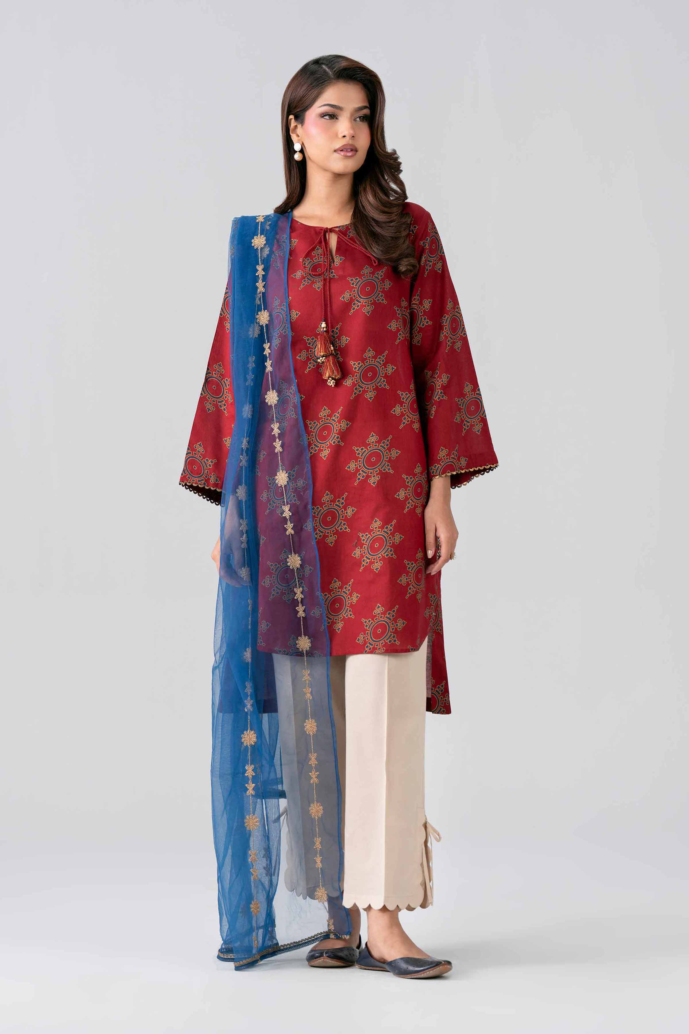 2 Piece - Printed Embroidered Suit - PE26-440