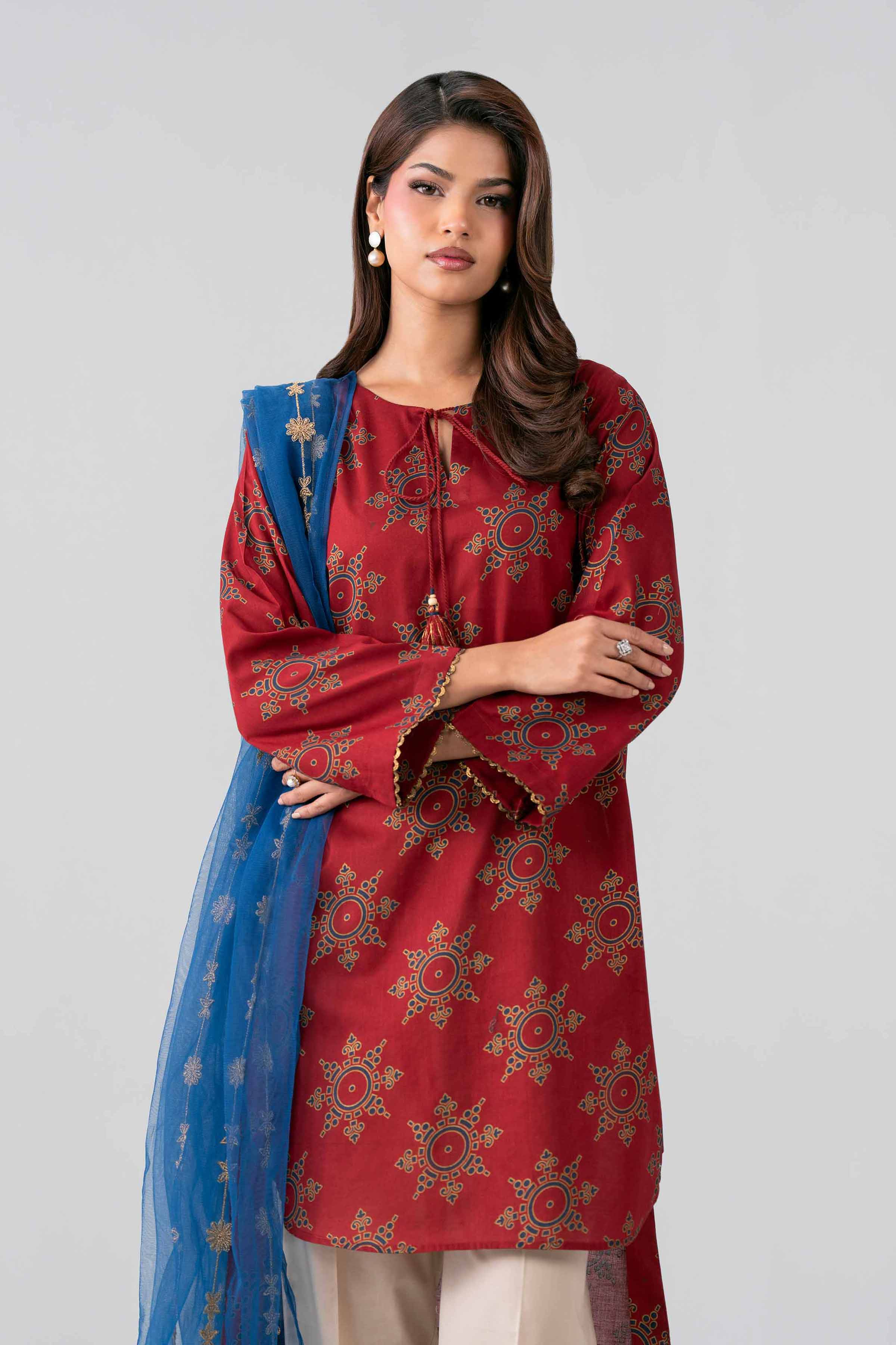 2 Piece - Printed Embroidered Suit - PE26-440