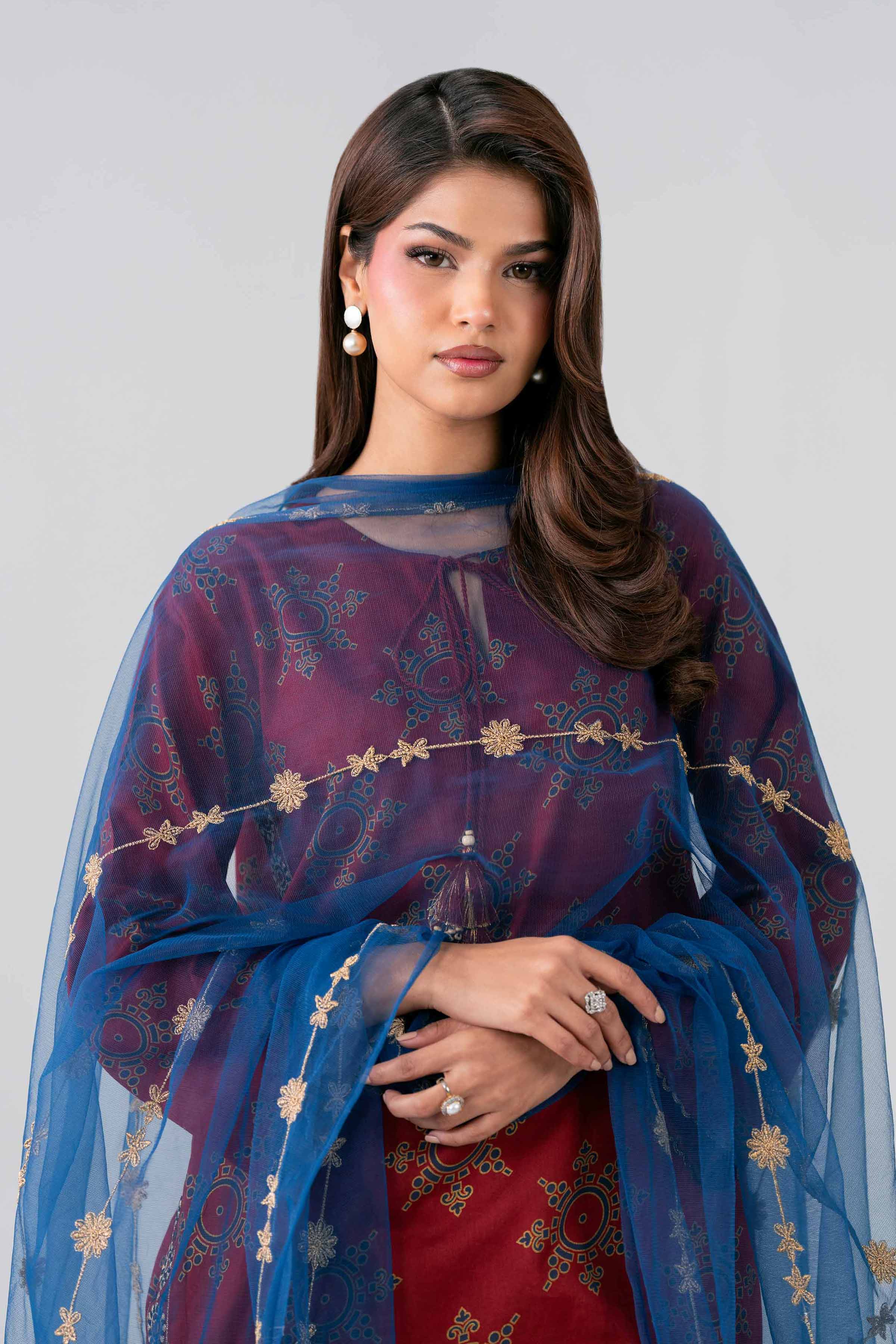 2 Piece - Printed Embroidered Suit - PE26-440