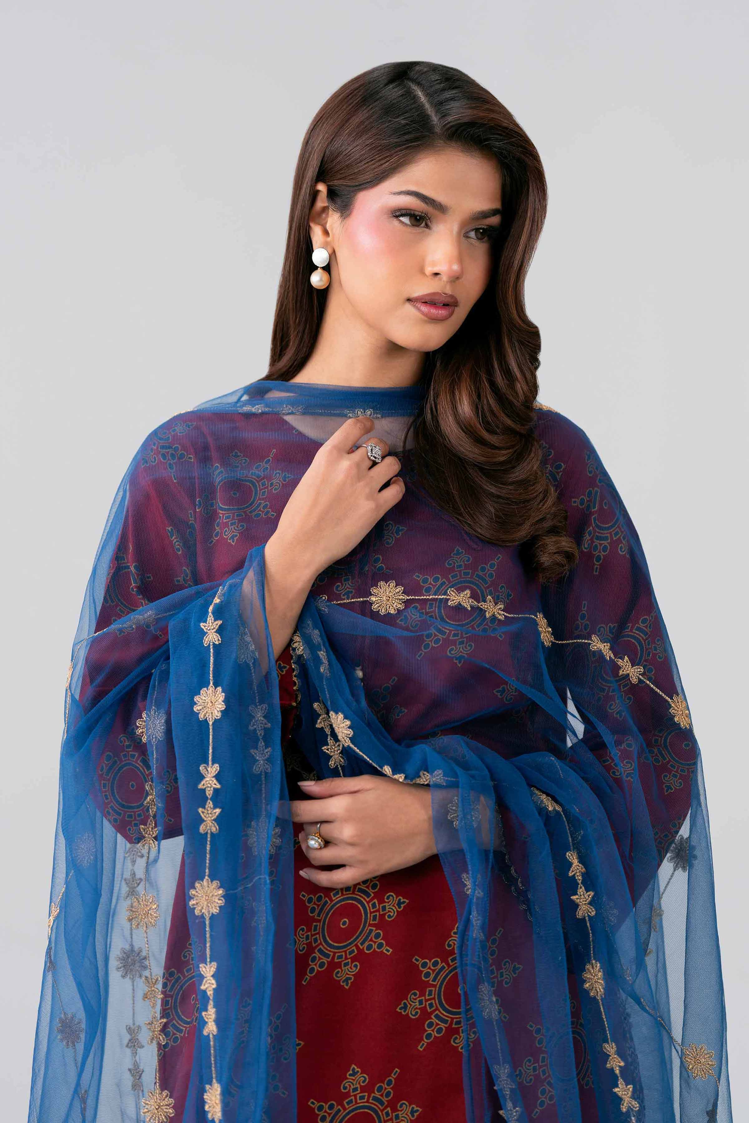 2 Piece - Printed Embroidered Suit - PE26-440