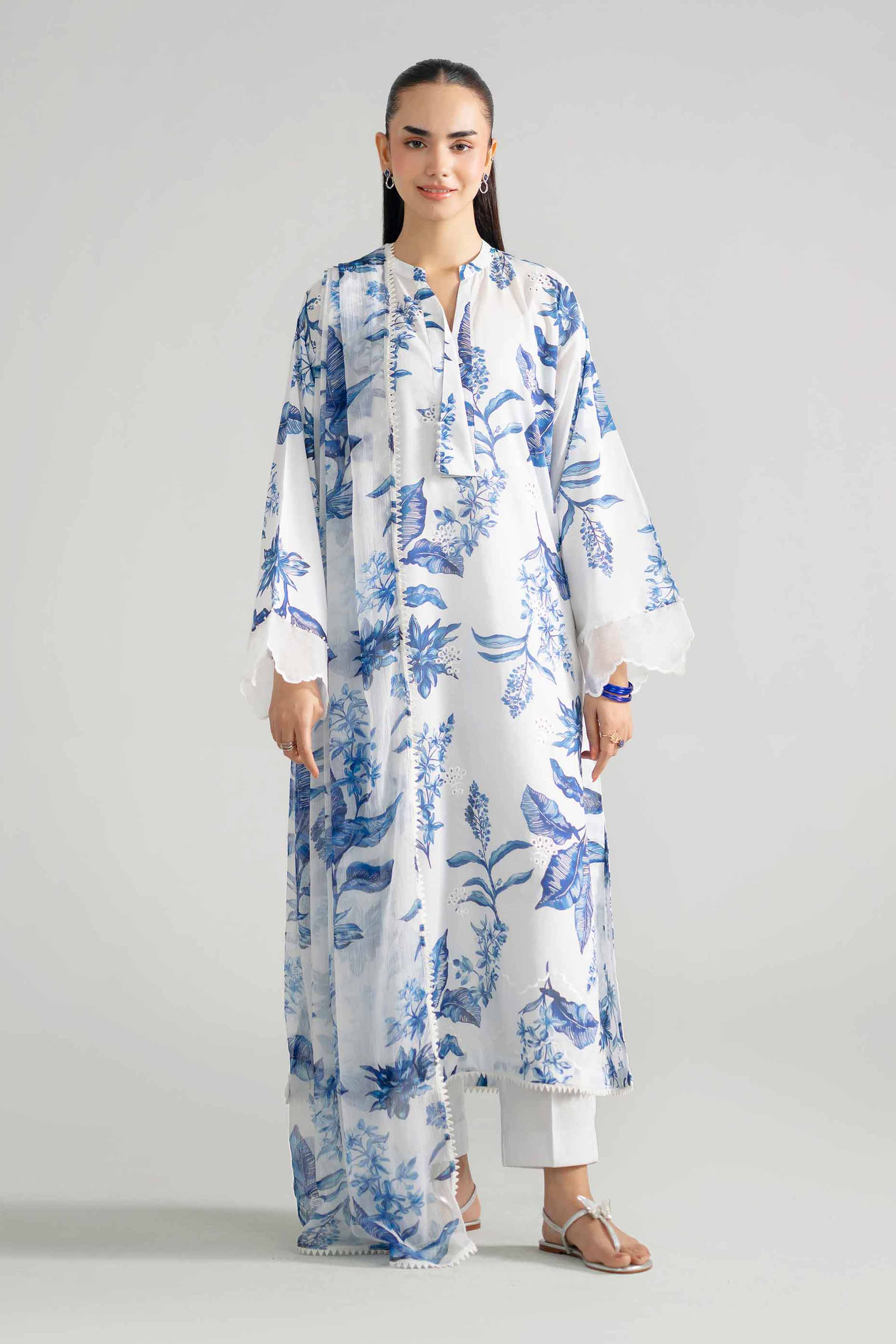 3 Piece - Printed Embroidered Suit - PE26-494