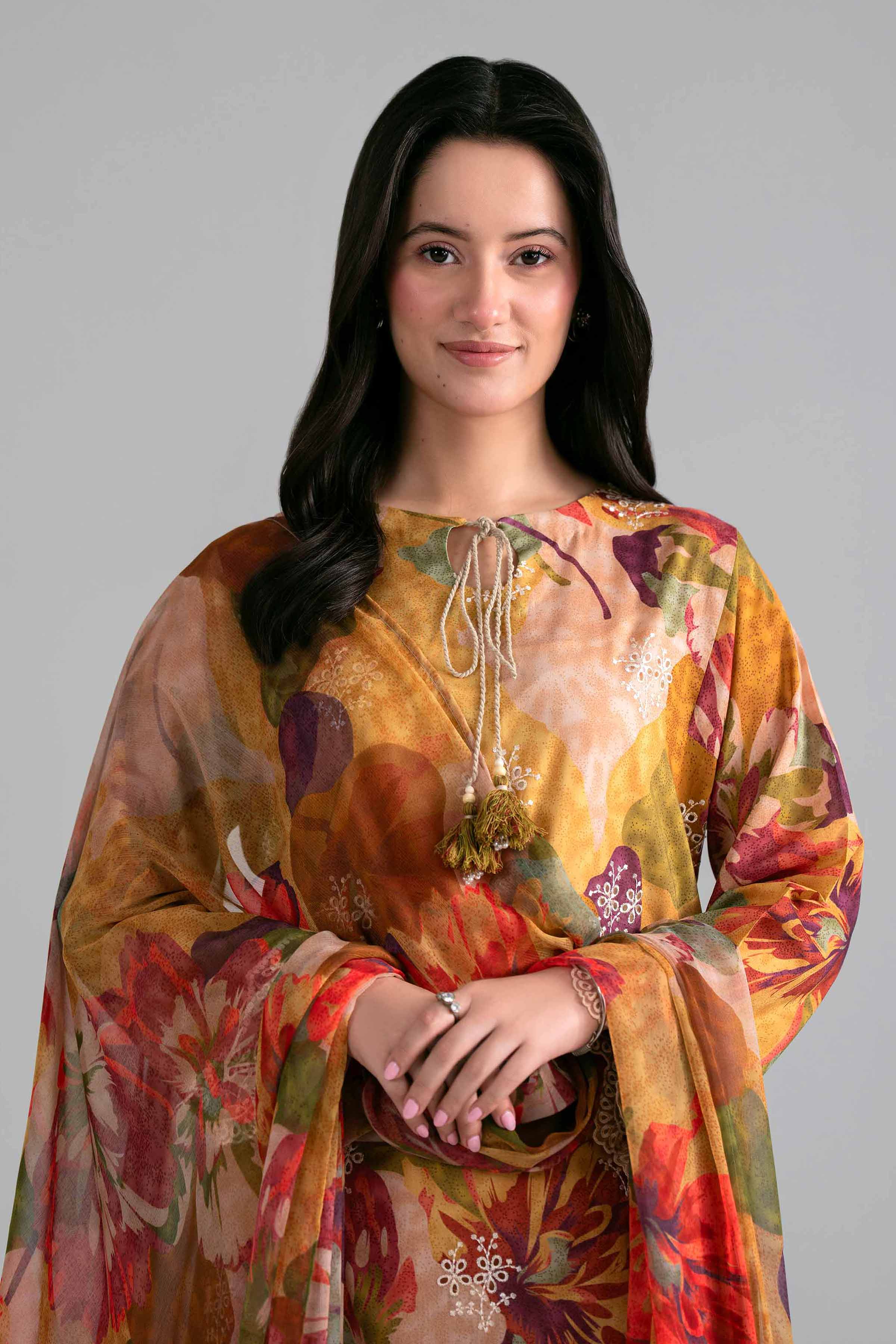 3 Piece - Printed Embroidered Suit - PE26-498