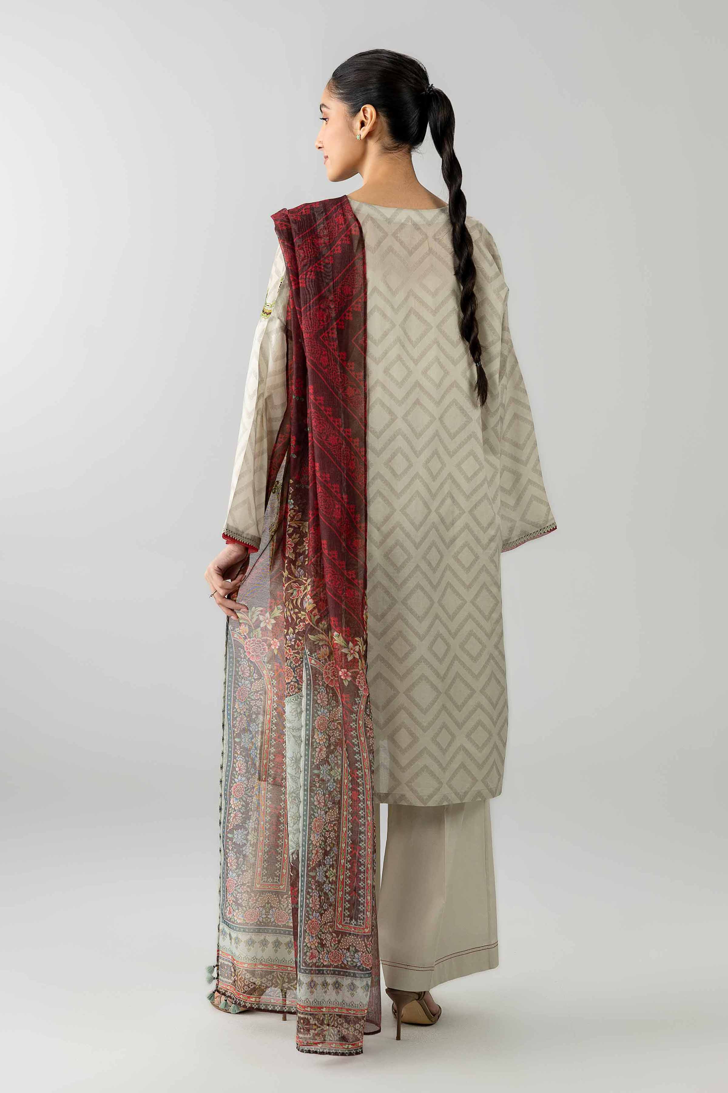 3 Piece - Printed Embroidered Suit - PE26-502