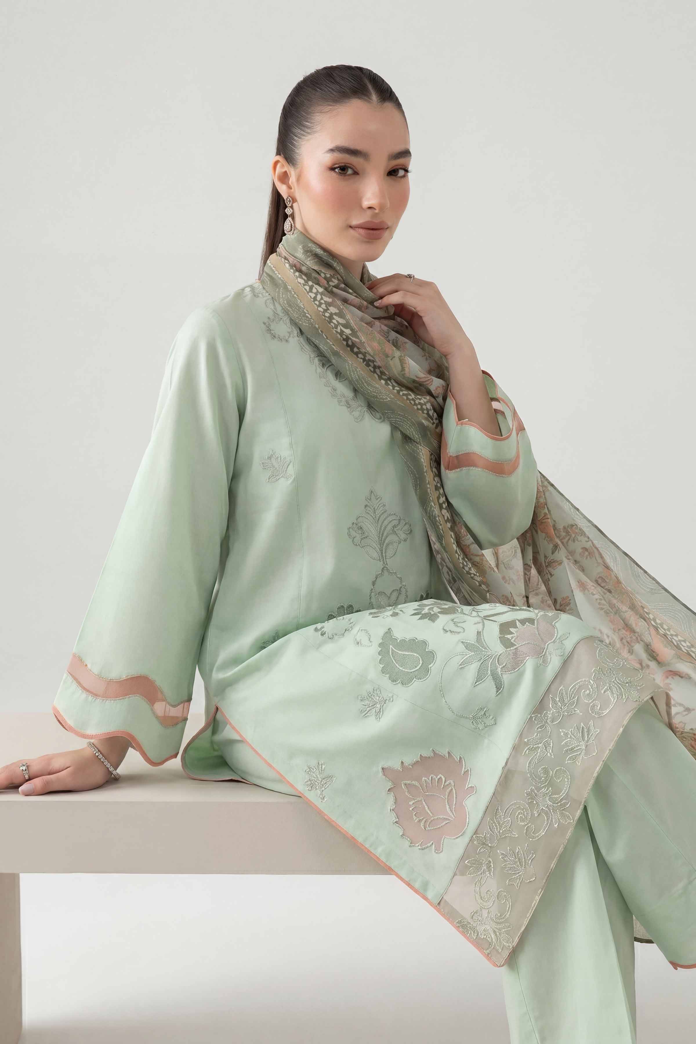 3 Piece - Printed Embroidered Suit - PE26-511