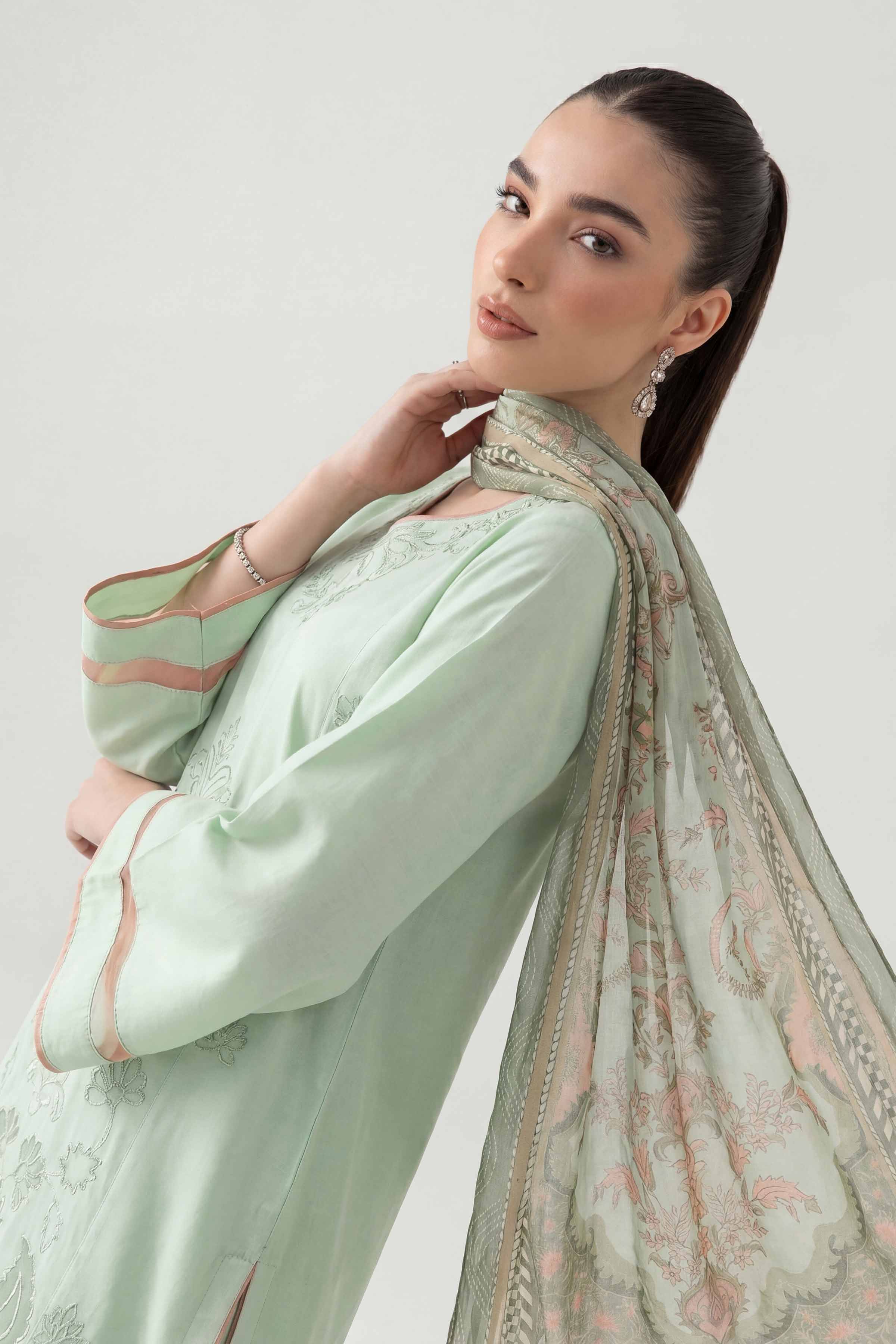 3 Piece - Printed Embroidered Suit - PE26-511